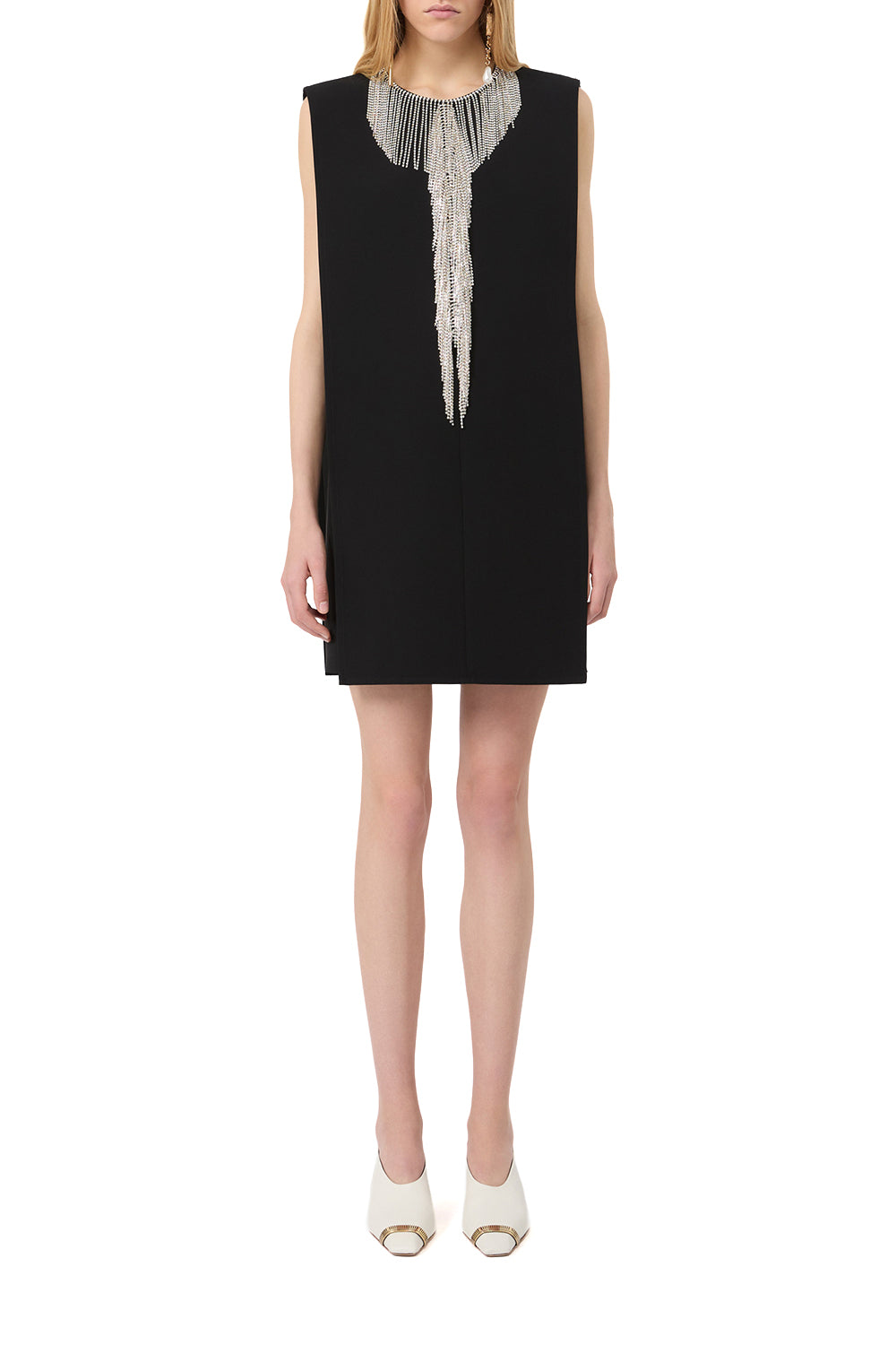 SPORTMAX Mini abito smanicato in cady con strass "SPXFESTOSO"
