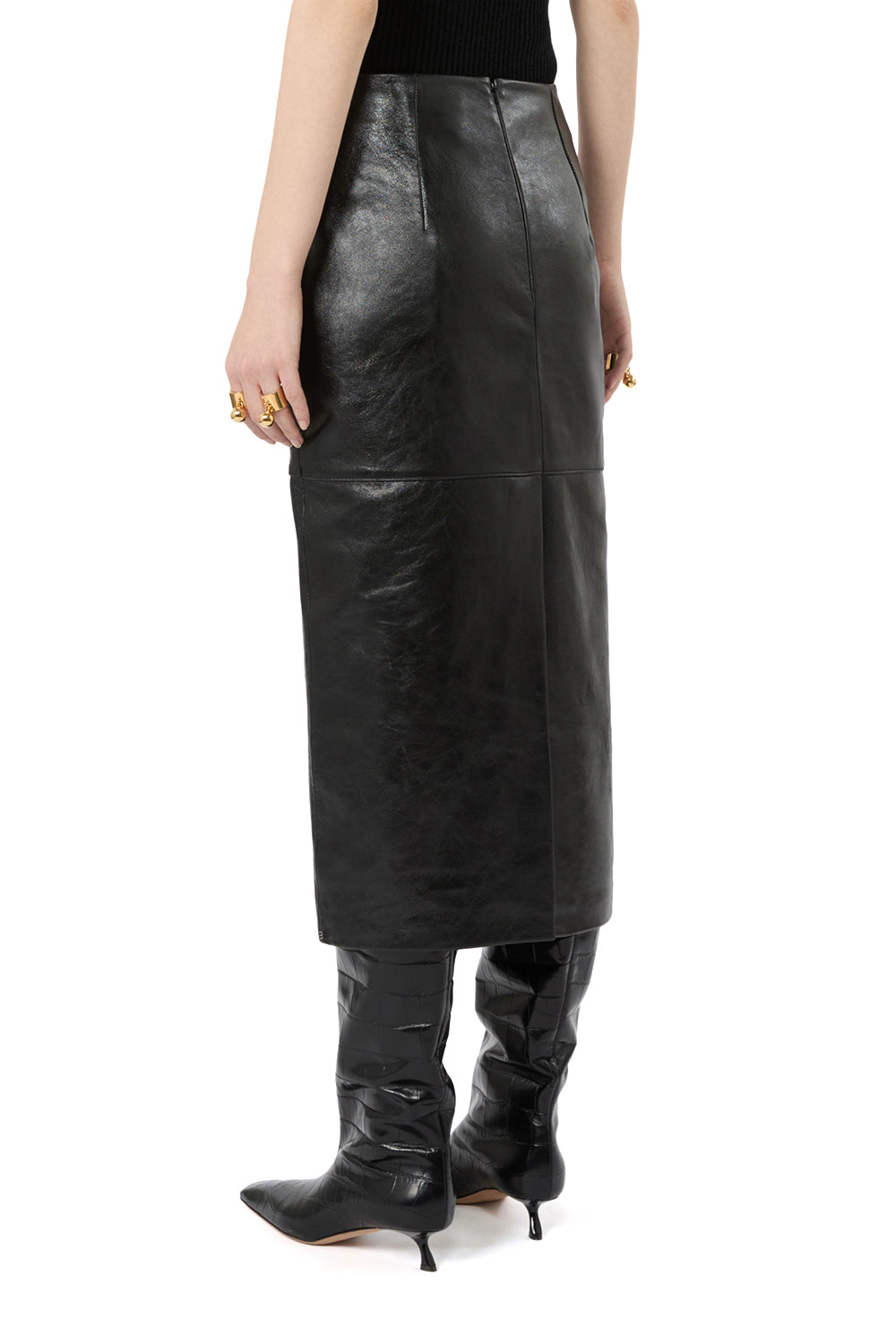 SPORTMAX Longuette in morbida nappa con linea pulita e aspetto vintage