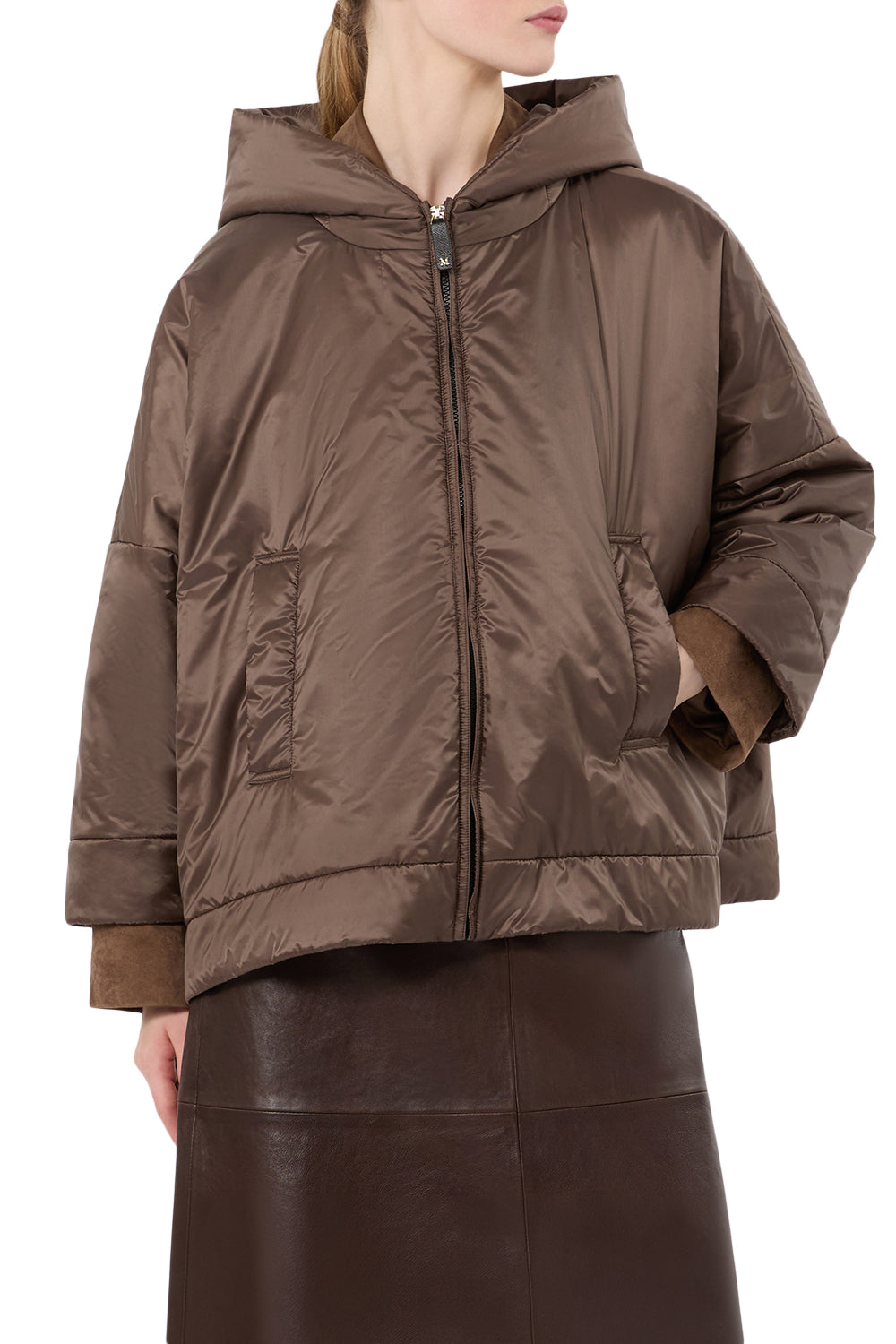 MAX MARA Giacca imbottita in tela antigoccia con cappuccio "MTCFIORE"