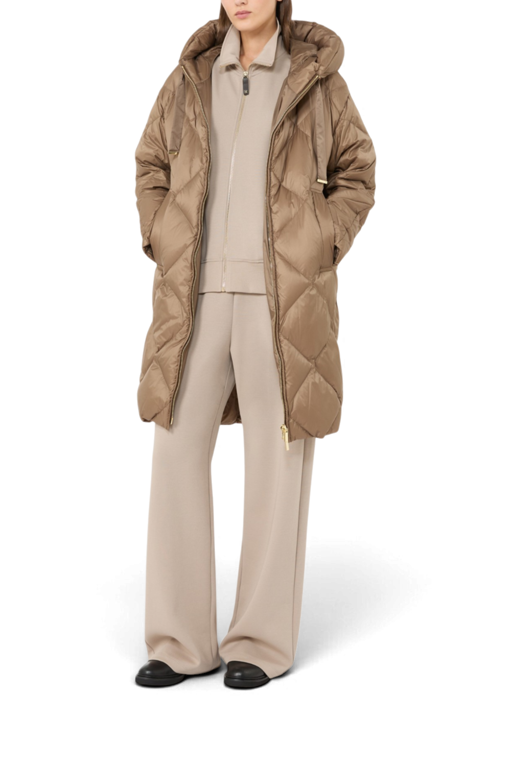 MAX MARA Imbottito midi con cappuccio in tela antigoccia "MTCTREFE"