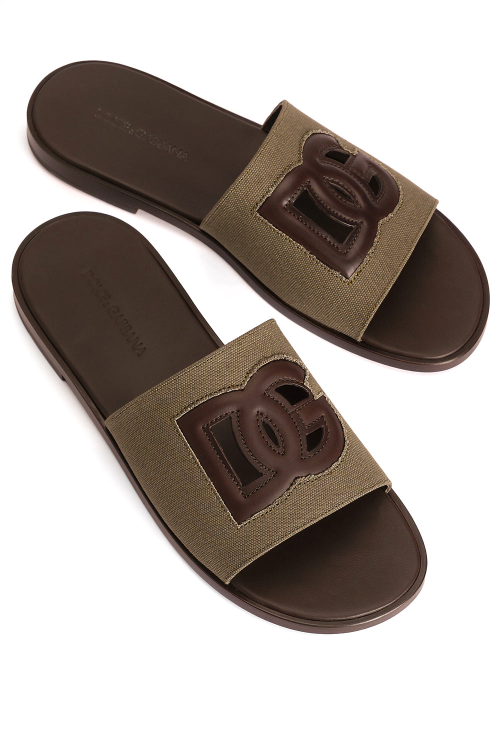 DOLCE & GABBANA Sandalo in Cotone e Pelle Marrone Uomo
