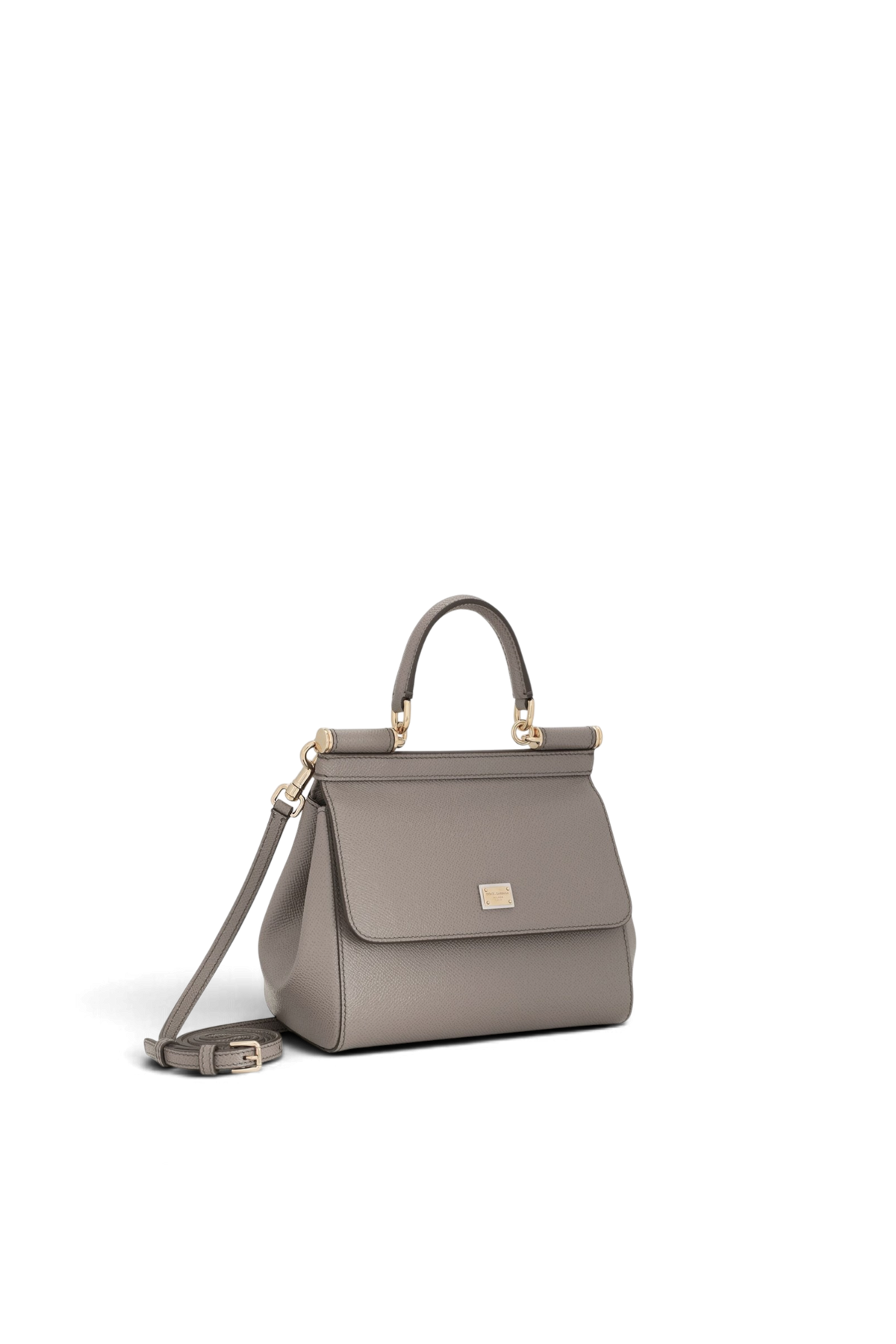 DOLCE & GABBANA Borsa a mano Sicily piccola in pelle di vitello dauphine – Fango chiaro