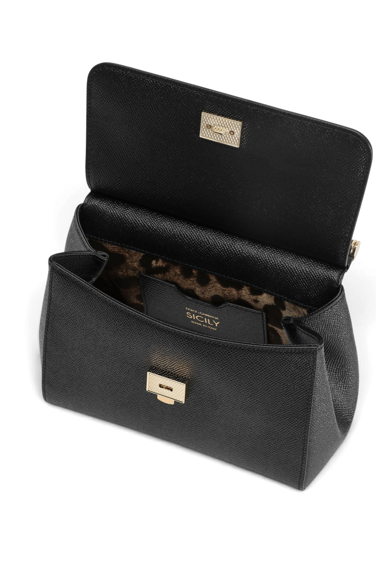 DOLCE & GABBANA Borsa a mano Sicily piccola in pelle di vitello dauphine – Nero
