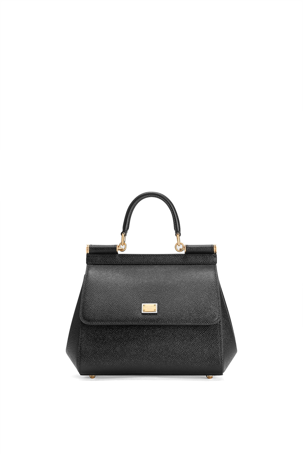 DOLCE & GABBANA Borsa a mano Sicily in pelle di vitello con finiture oro.