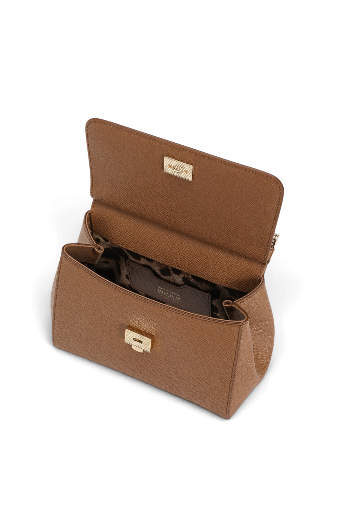 DOLCE & GABBANA Borsa a mano Sicily piccola in pelle di vitello dauphine – Caramello