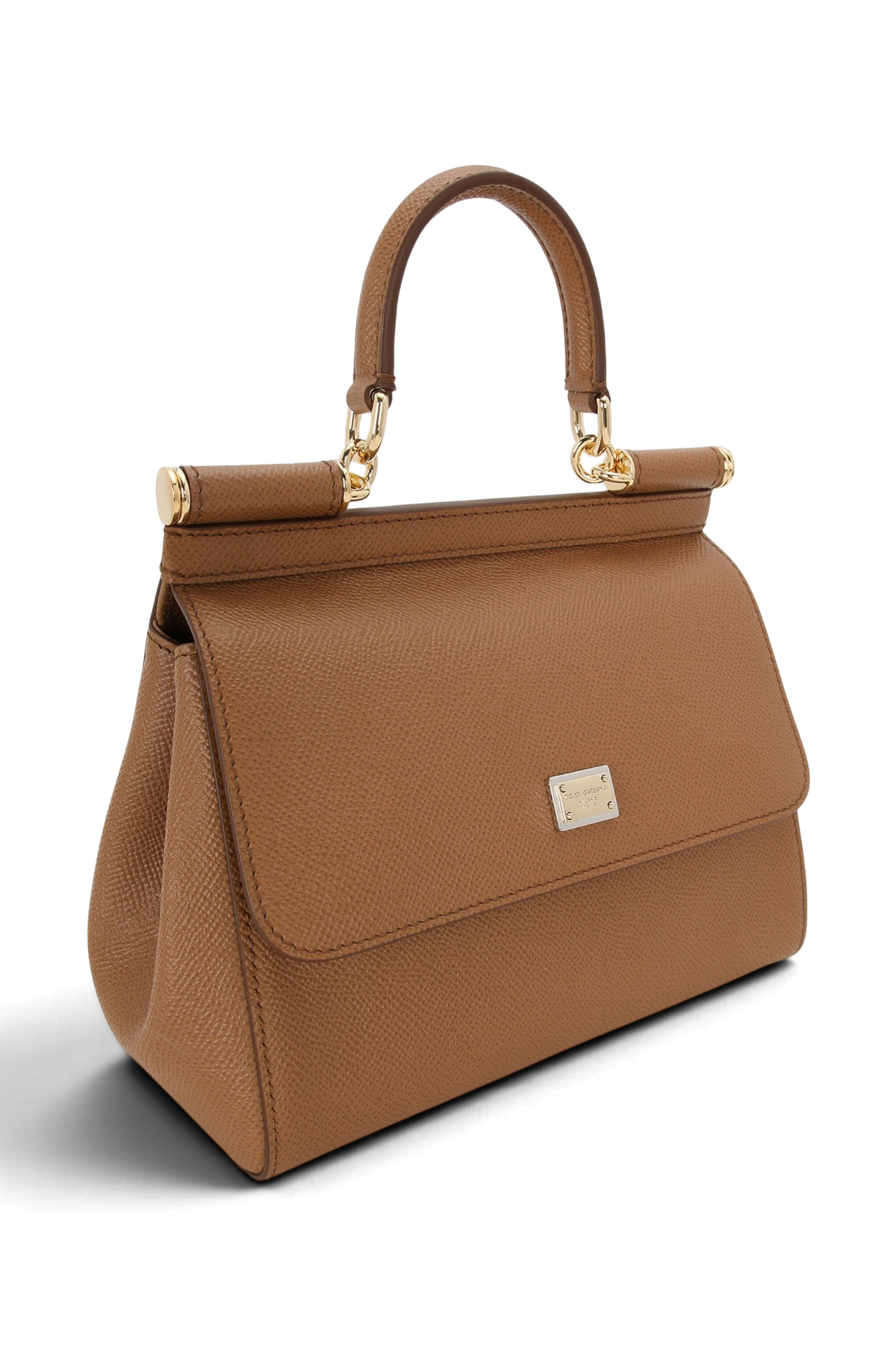 DOLCE & GABBANA Borsa a mano Sicily piccola in pelle di vitello dauphine – Caramello