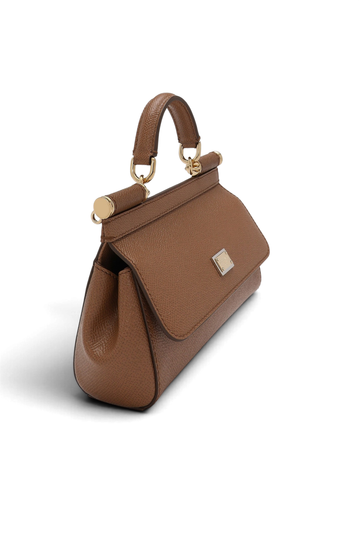 DOLCE & GABBANA Borsa a mano Sicily mini in pelle di vitello – Caramello