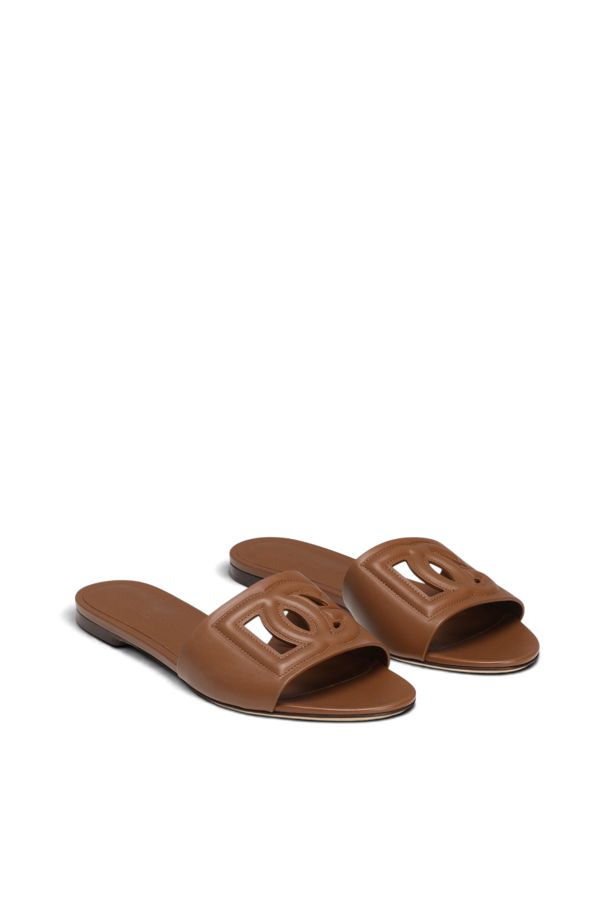 DOLCE & GABBANA Slide in pelle di vitello – Marrone chiaro