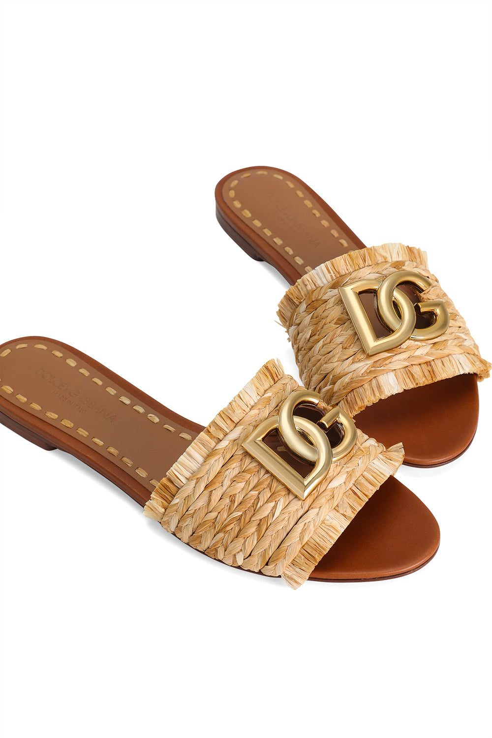 DOLCE & GABBANA Ciabatta in treccia di rafia