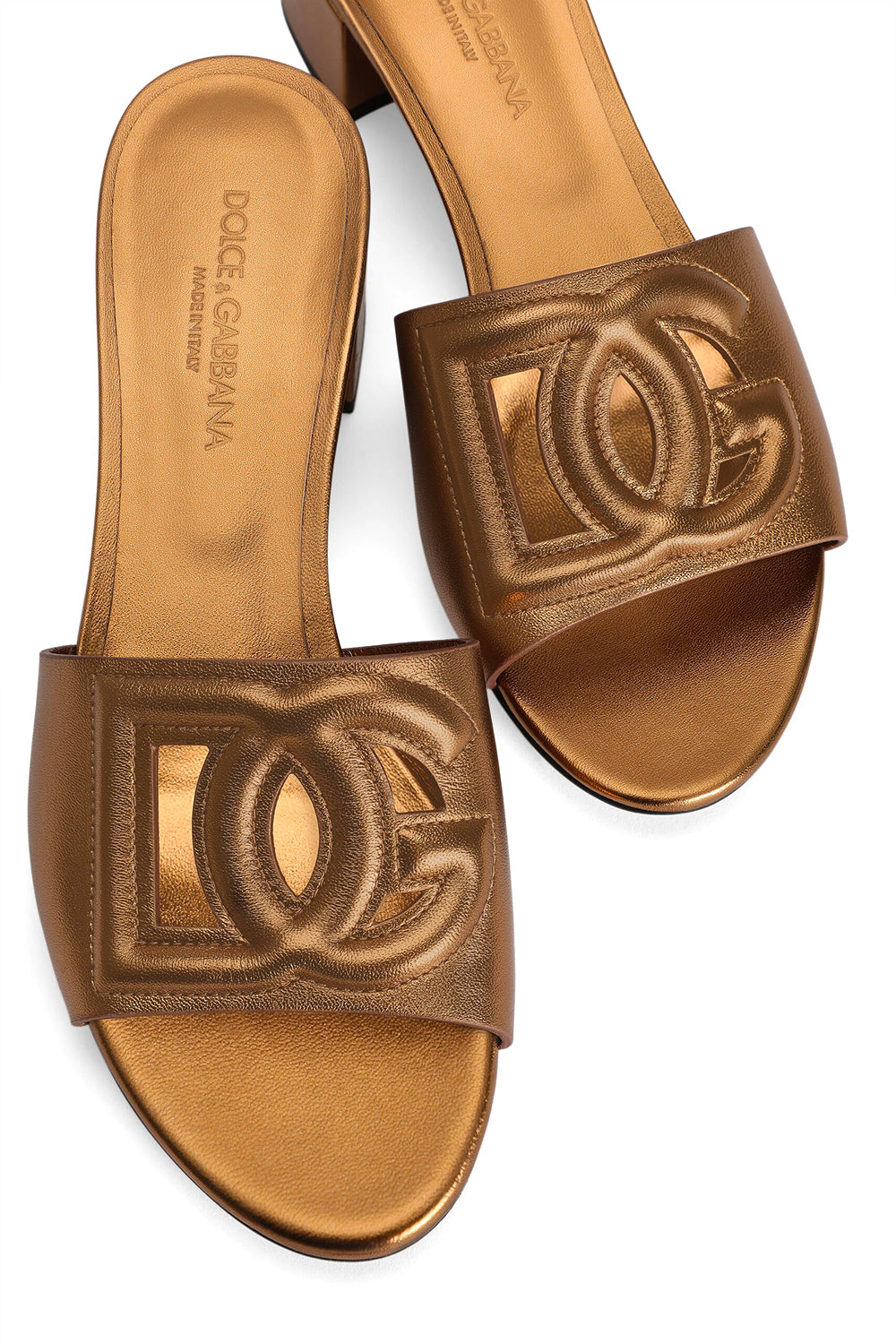 DOLCE & GABBANA Sandalo in Pelle Cognac con Logo Donna