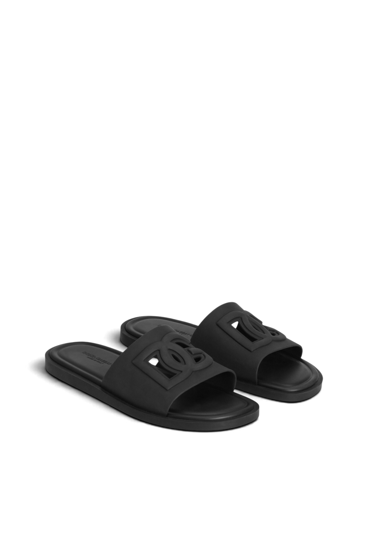 DOLCE & GABBANA Slide beachwear in gomma – Nero