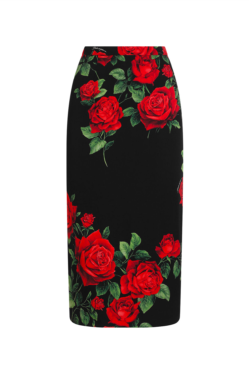 DOLCE & GABBANA Gonna in charmeuse stampa rose