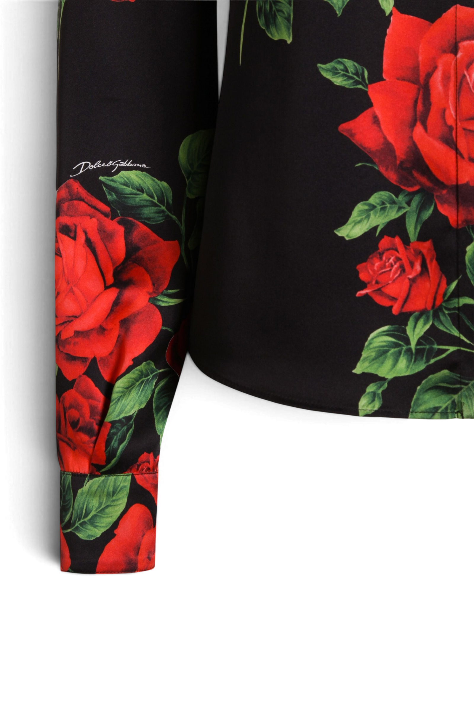 DOLCE & GABBANA Camicia in raso stampa rose