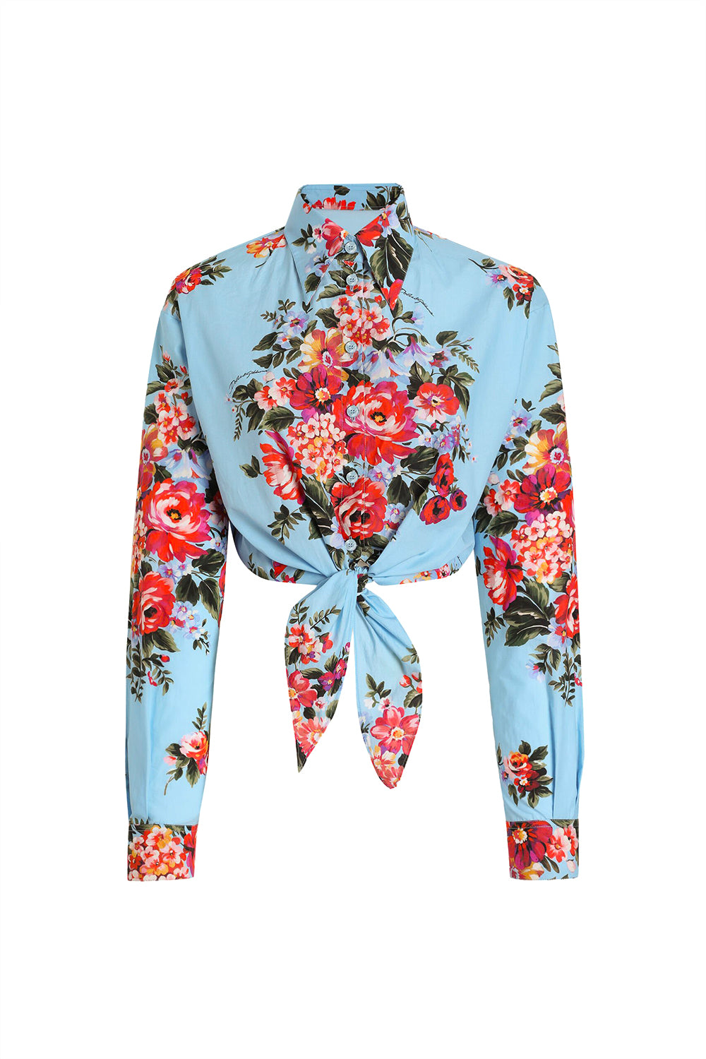 DOLCE & GABBANA Camicia in cotone stampa mazzo di fiori