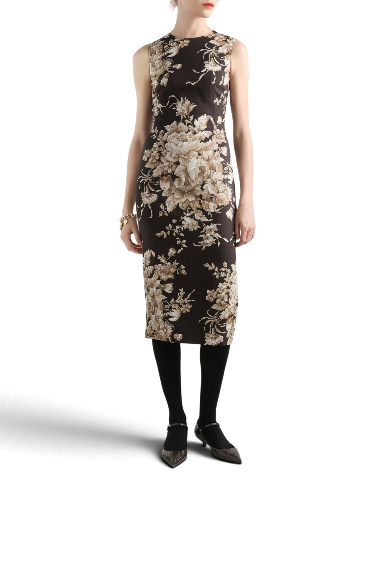 DOLCE & GABBANA Dress in charmeuse rose print