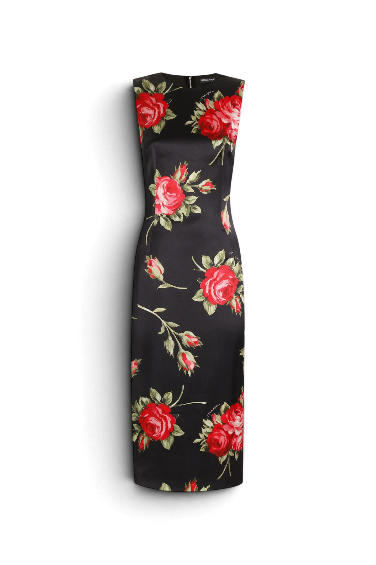 DOLCE & GABBANA Kleid aus Satin mit Rosenbouquet-Print