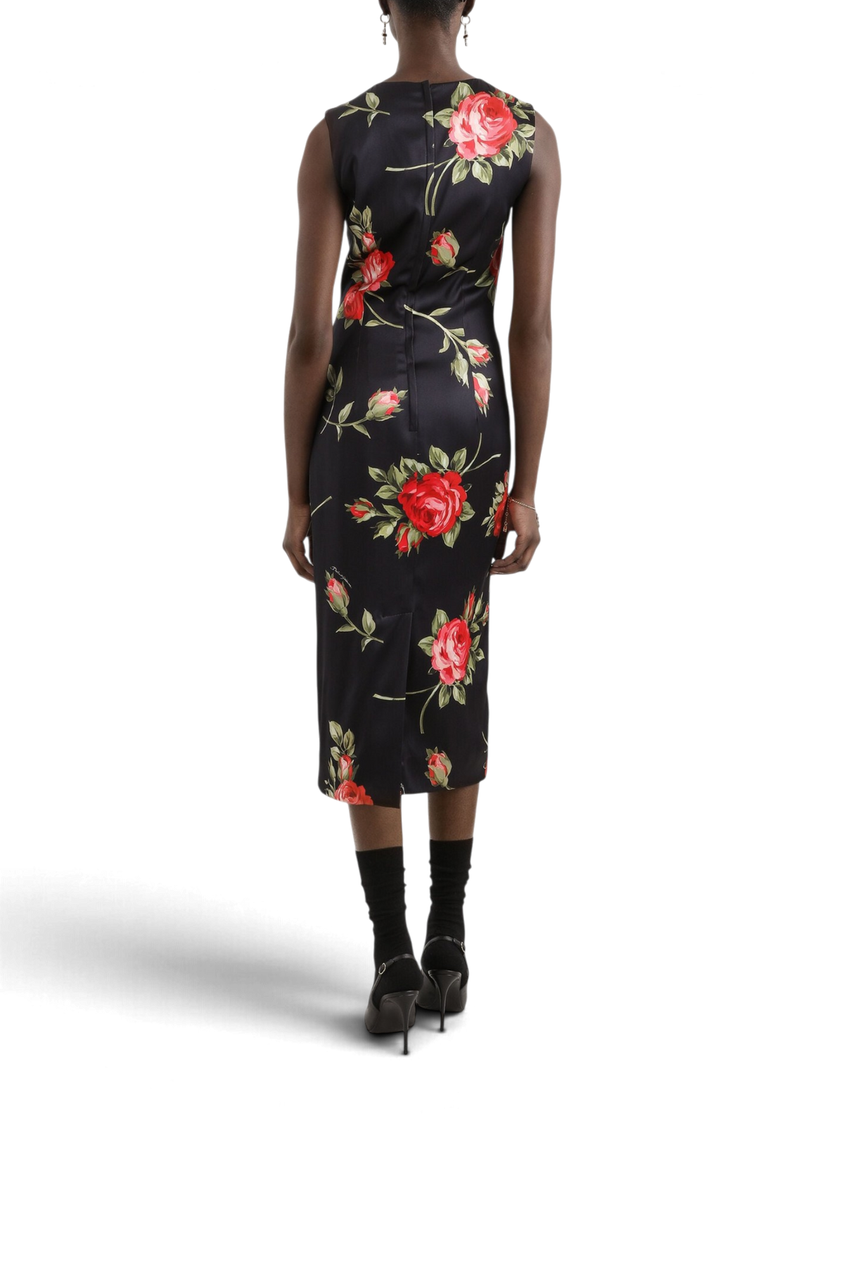 DOLCE & GABBANA Kleid aus Satin mit Rosenbouquet-Print