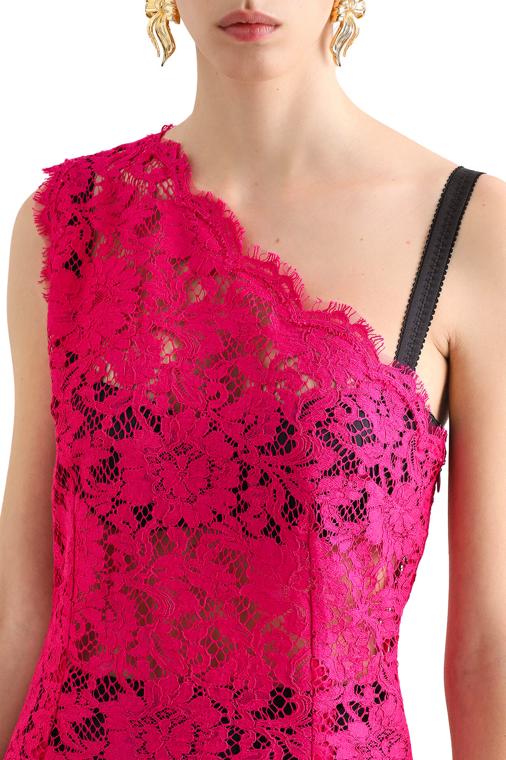 DOLCE & GABBANA Miniabito con spacco in pizzo cordonetto floreale<br>