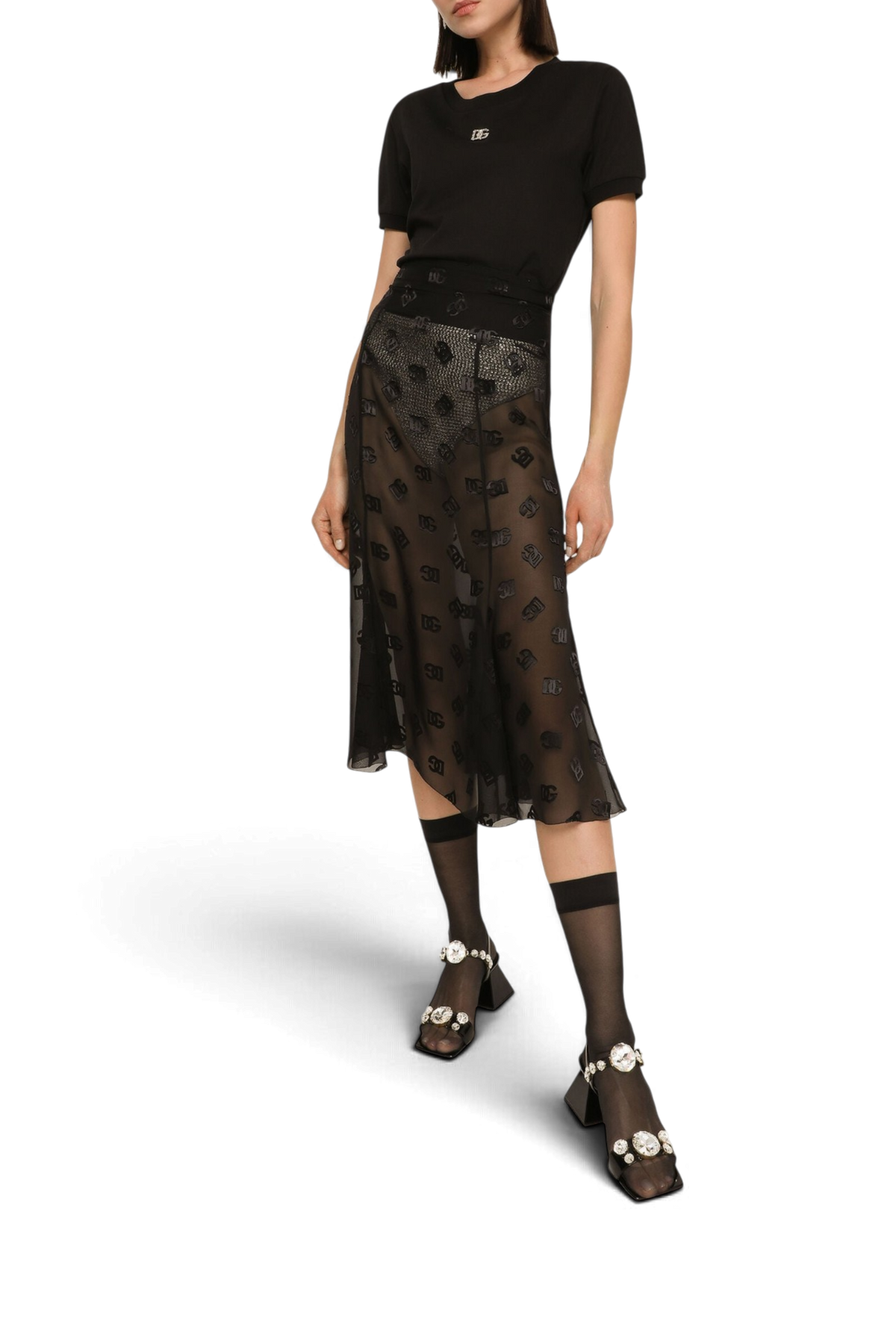 DOLCE & GABBANA T-shirt in cotone con logo DG Crystal