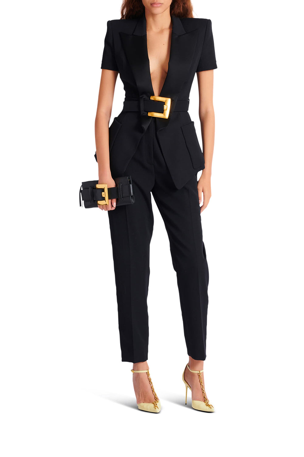 BALMAIN Pochette Anthem in pelle di vitello