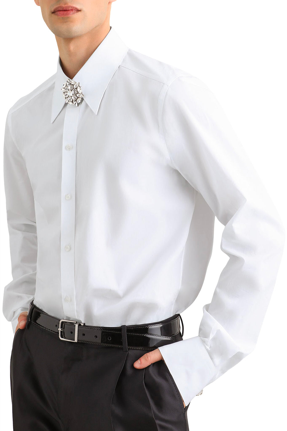 DOLCE & GABBANA Camicia in popeline Made in Italy con maniche lunghe.