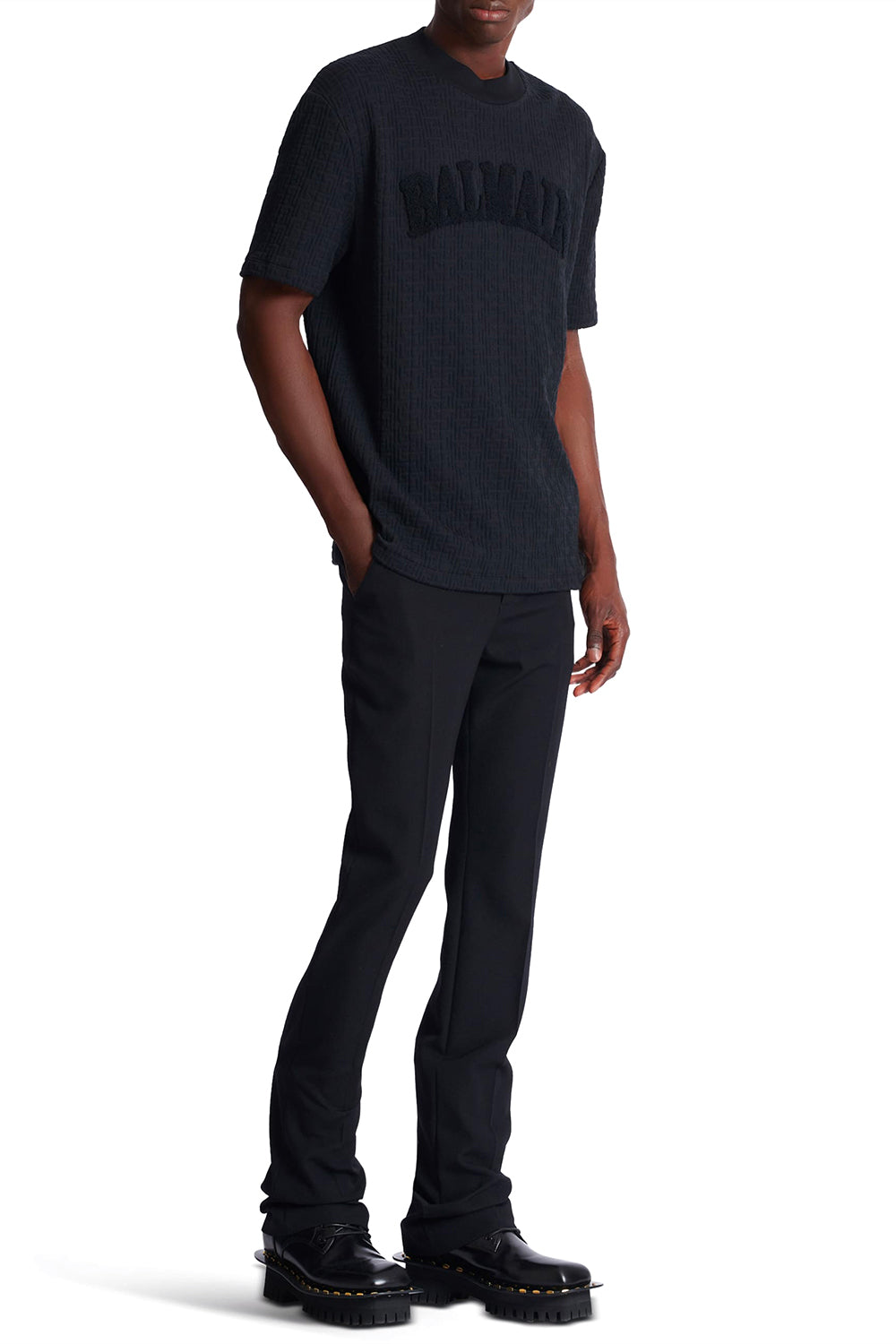 BALMAIN T-shirt monogramma spugna
