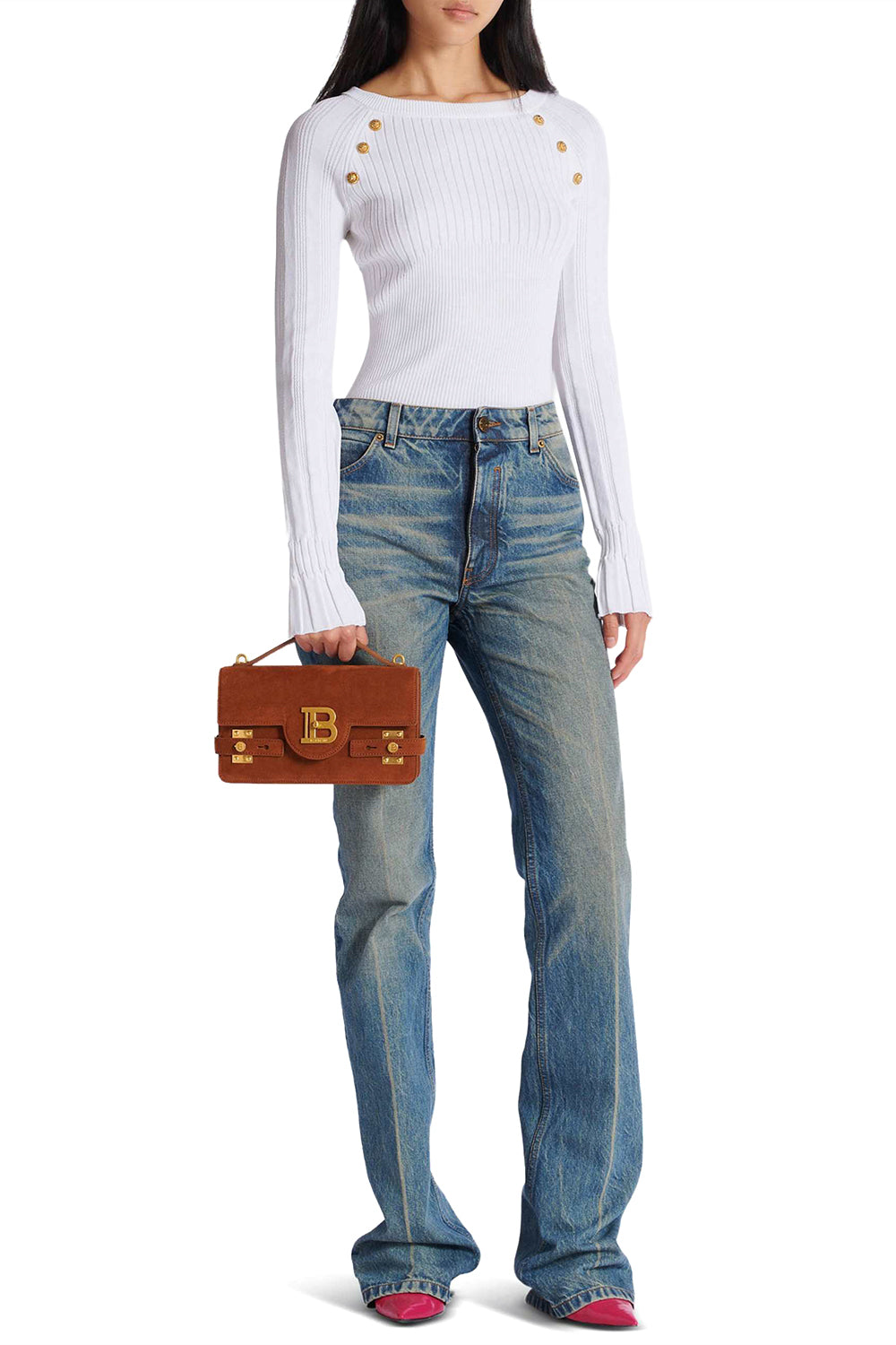 BALMAIN Borsa B-Buzz Shoulder 24 in daino