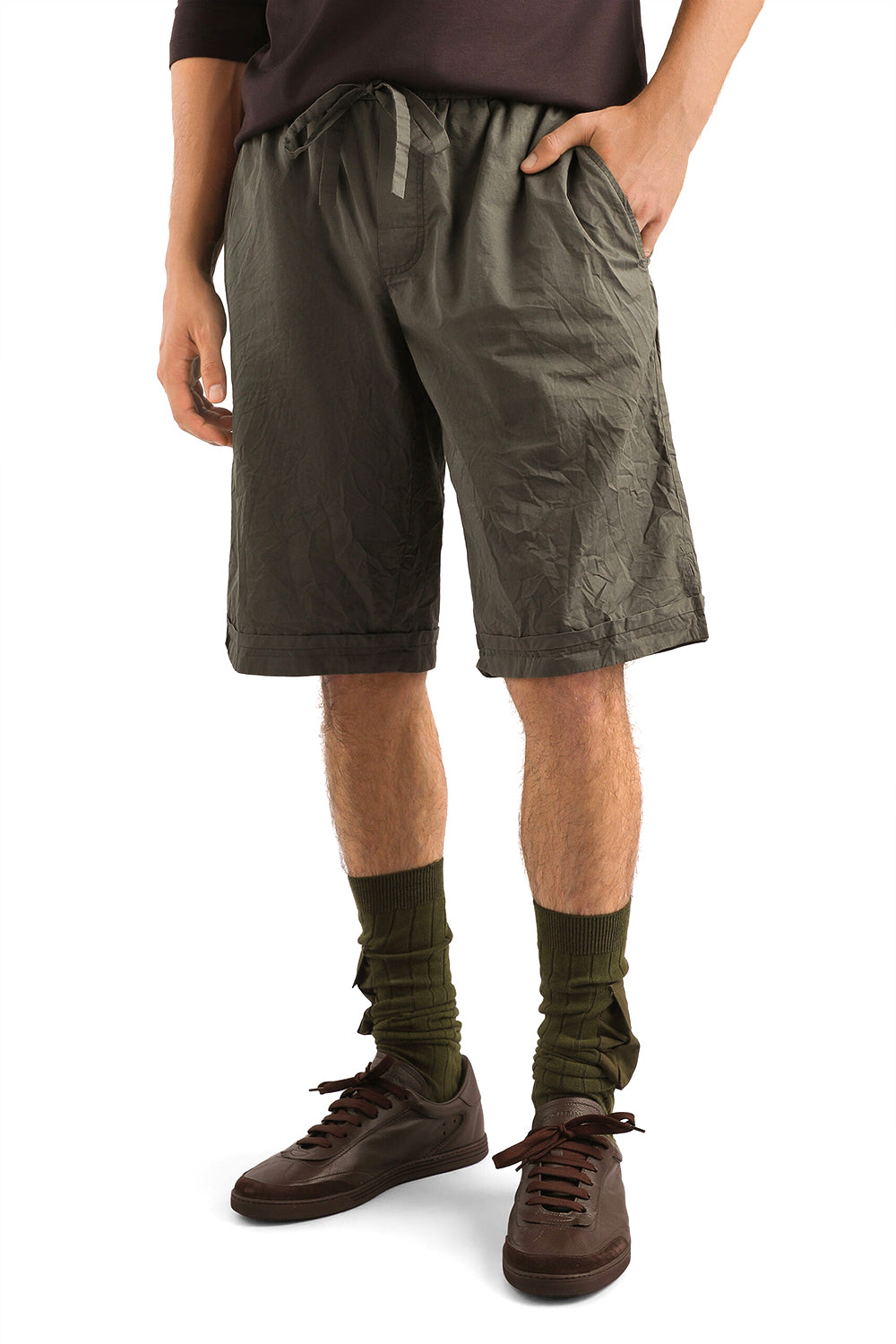 DOLCE & GABBANA Short da Jogging in Cotone Verde Uomo