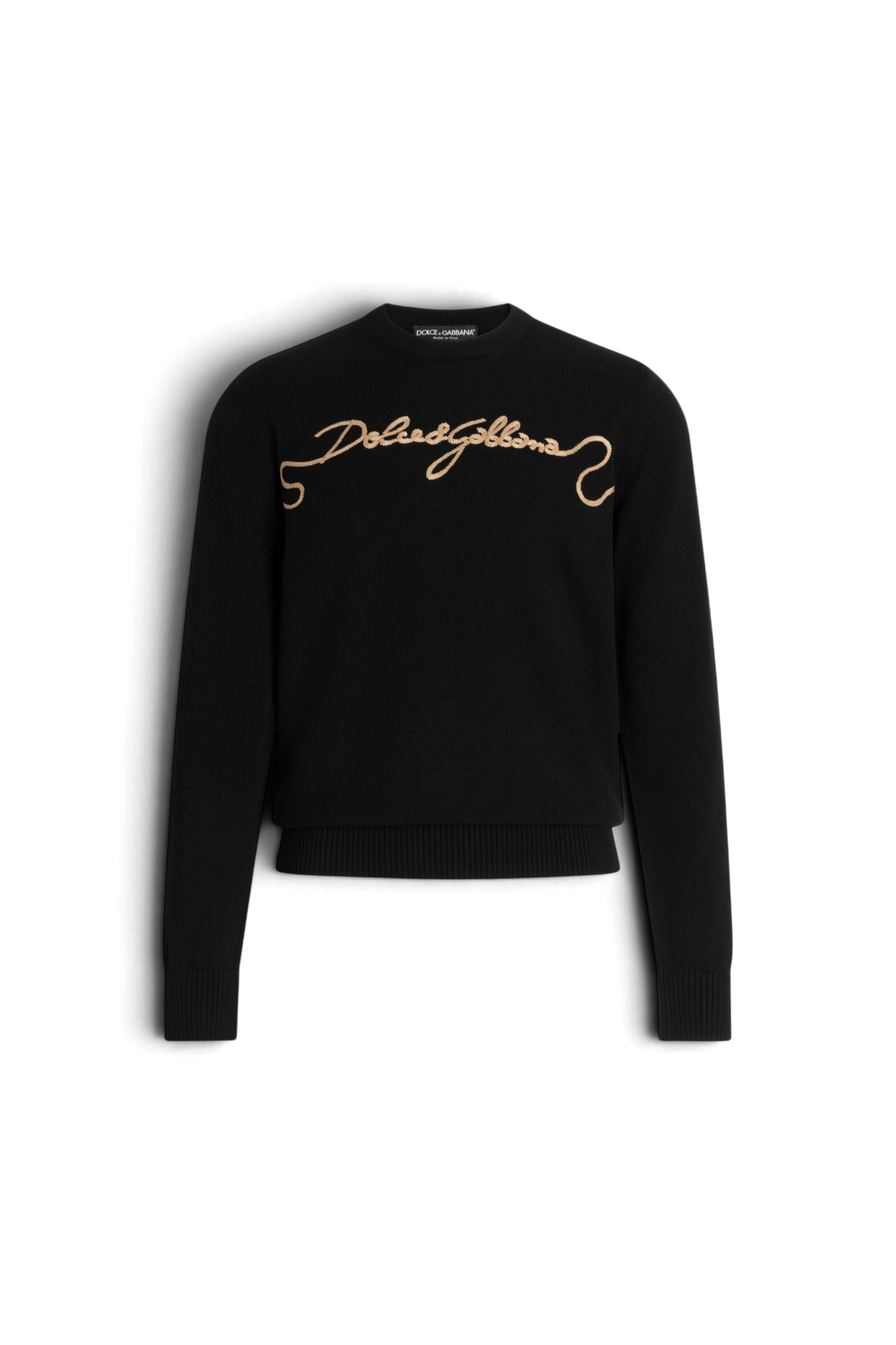 DOLCE & GABBANA Pullover in lana rasata con ricamo