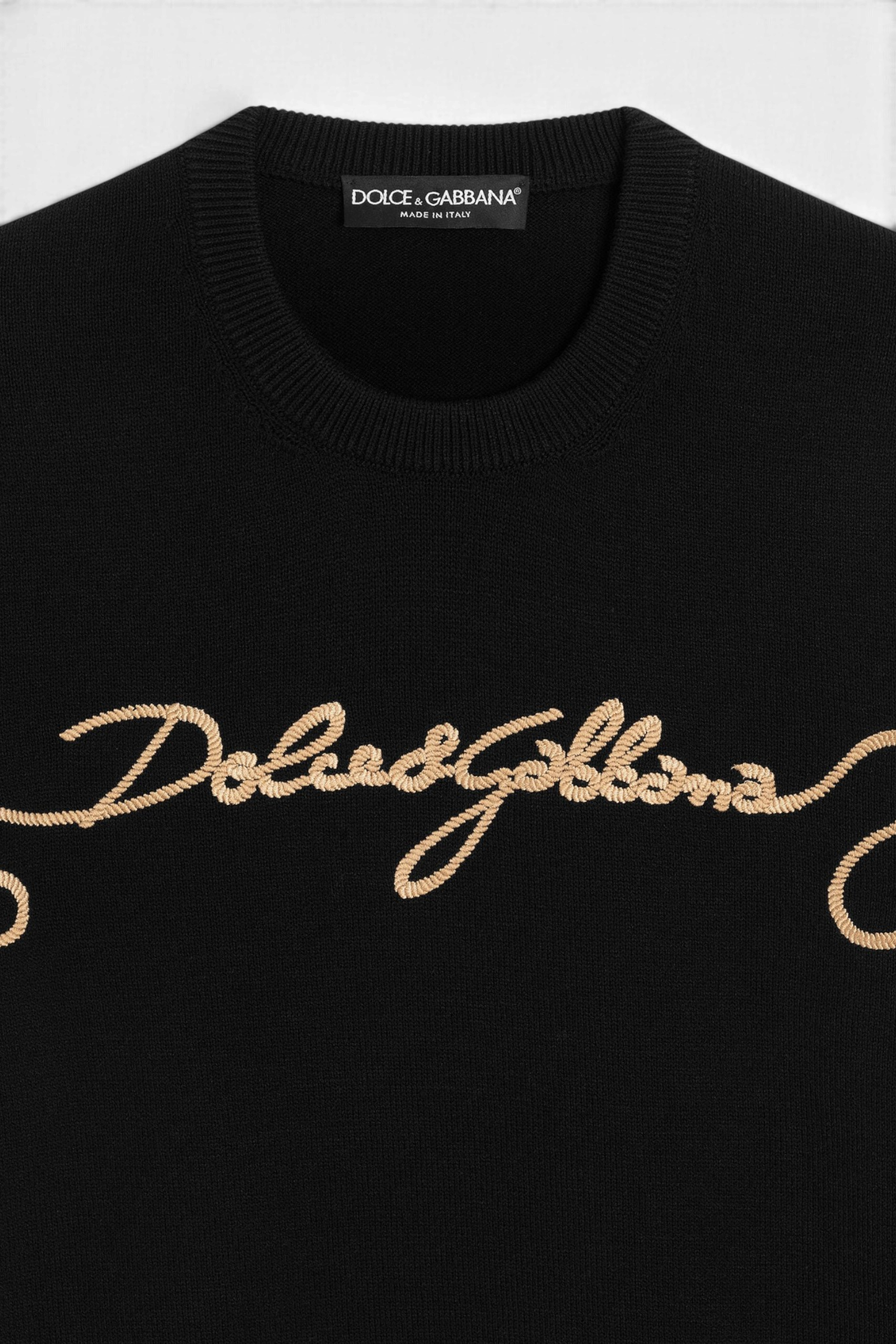 DOLCE & GABBANA Pullover in lana rasata con ricamo