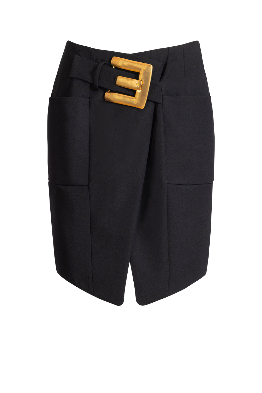BALMAIN Gonna con cintura in grain de poudre