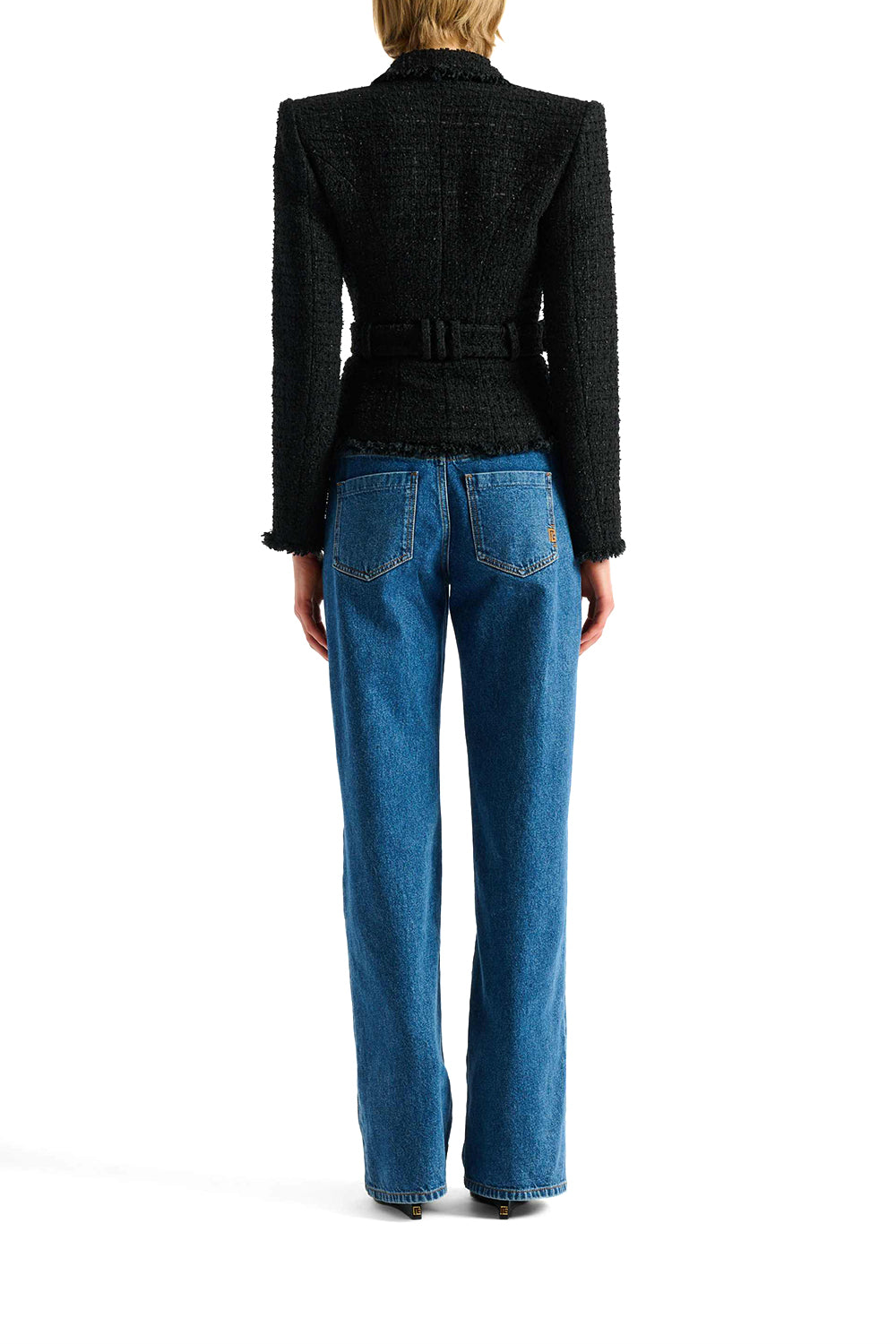 BALMAIN Giacca con cintura in tweed