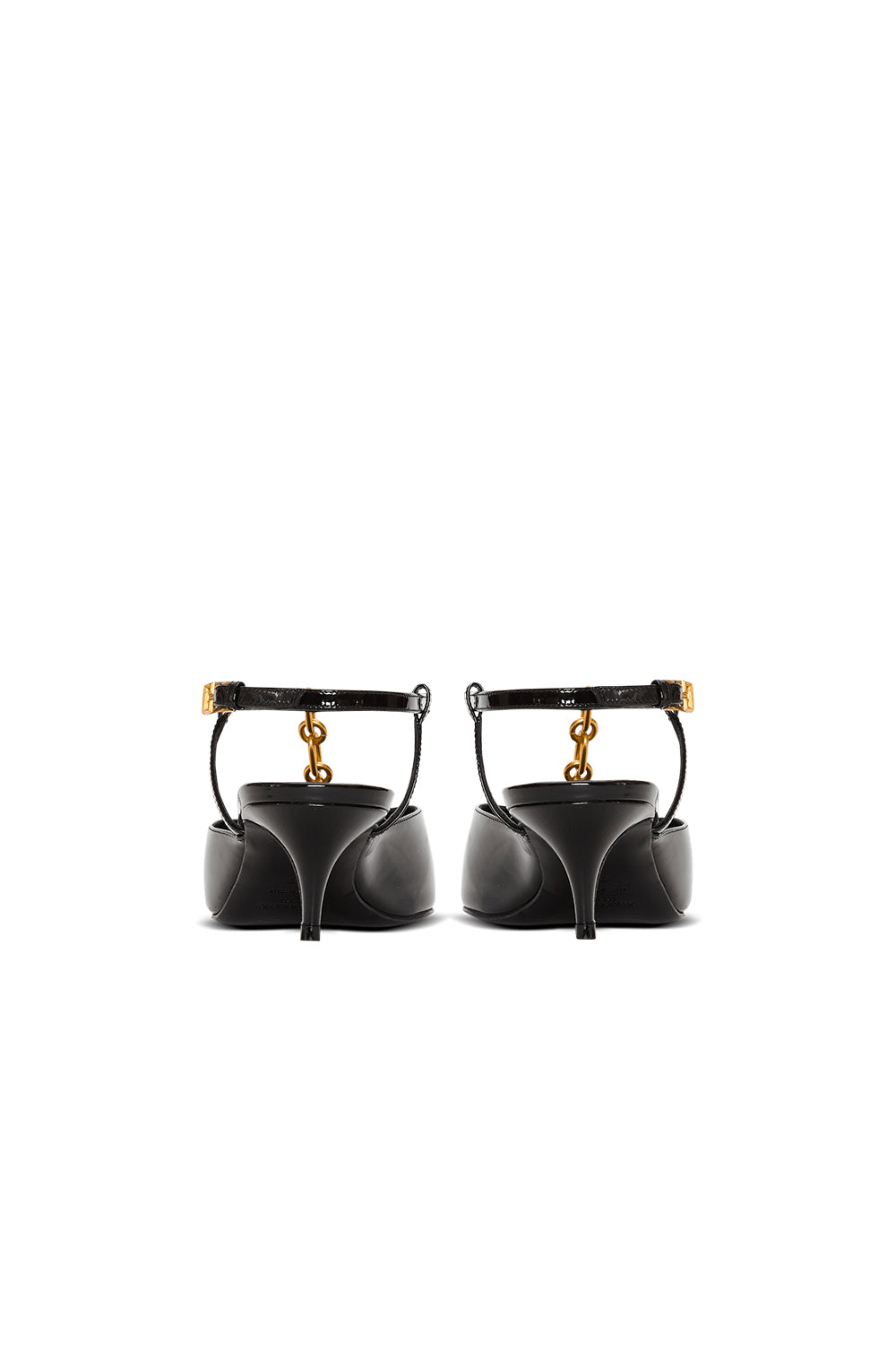 BALMAIN Slingback Sync con tacco in pelle verniciata con catena