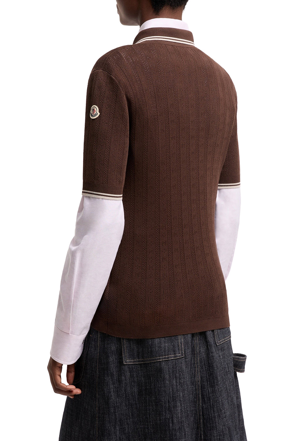 MONCLER Polo in cotone con motivo rombi e logo