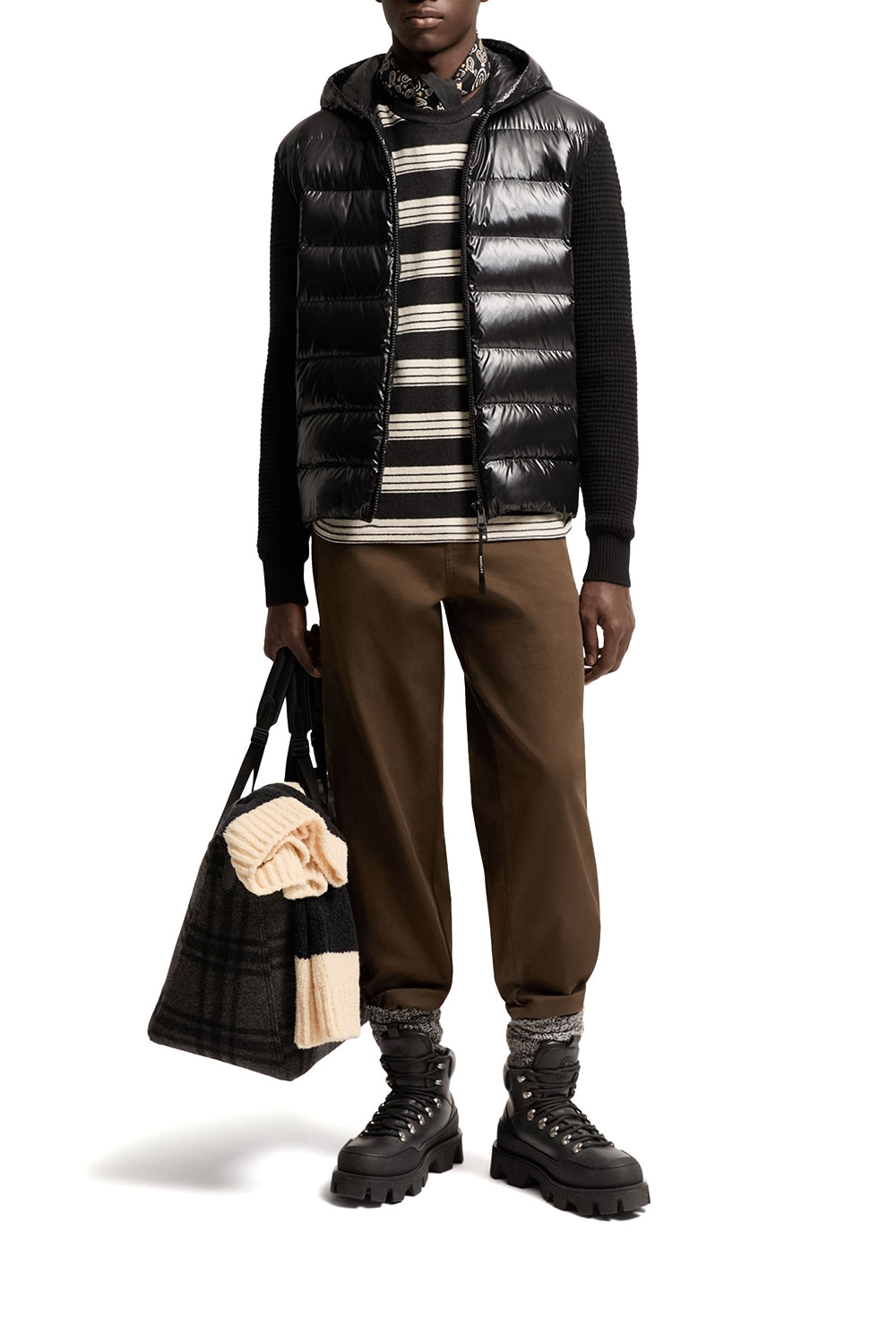 MONCLER Cardigan imbottito con zip in misto lana e cashmere
