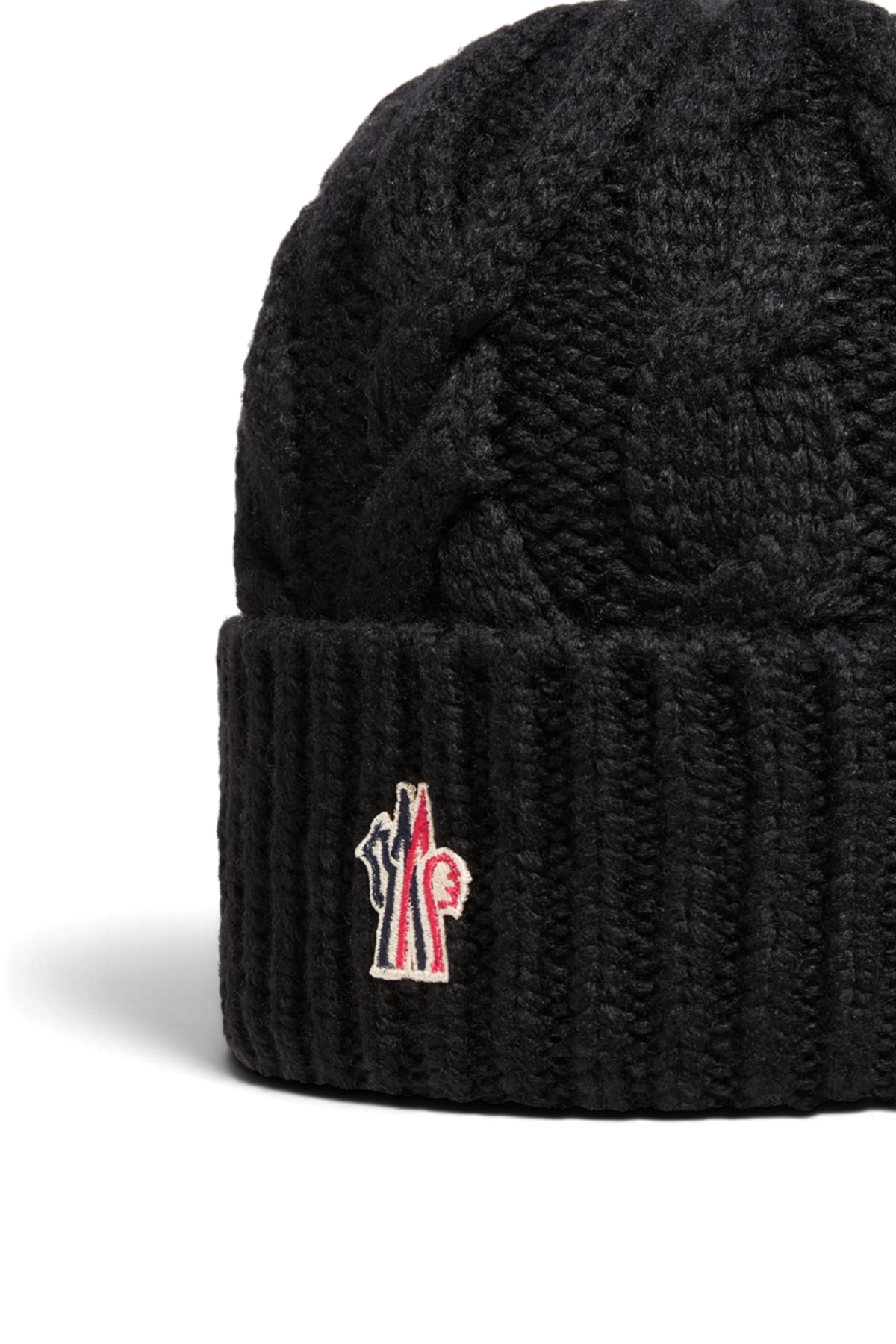 MONCLER GRENOBLE Cappello in misto lana con lavorazione a treccia – Nero