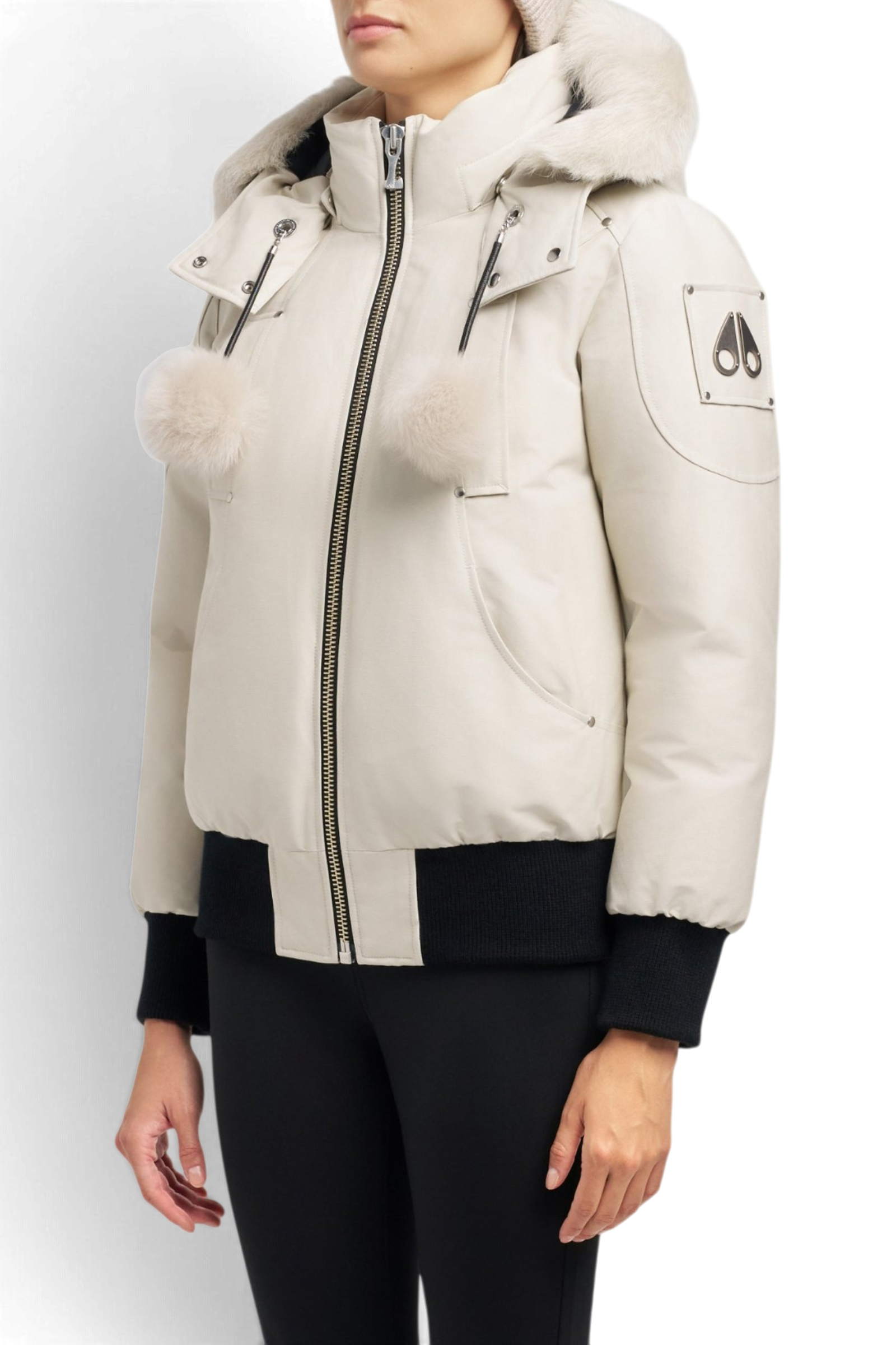 MOOSE KNUCKLES ORIGINAL DEBBIE SHEARLING TRIM BOMBER JACKET