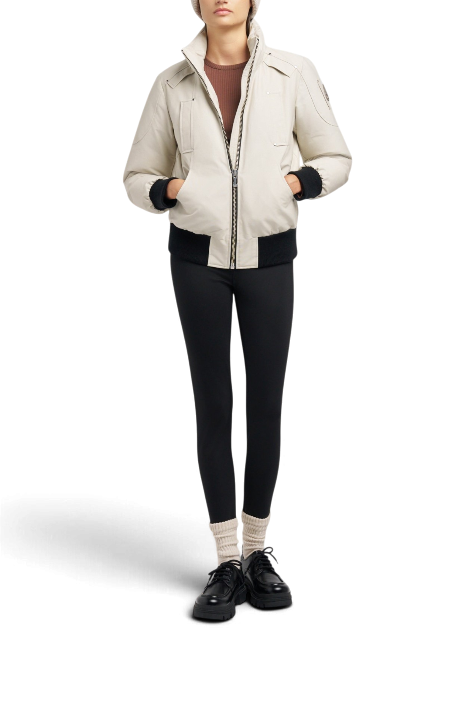MOOSE KNUCKLES ORIGINAL DEBBIE SHEARLING TRIM BOMBER JACKET