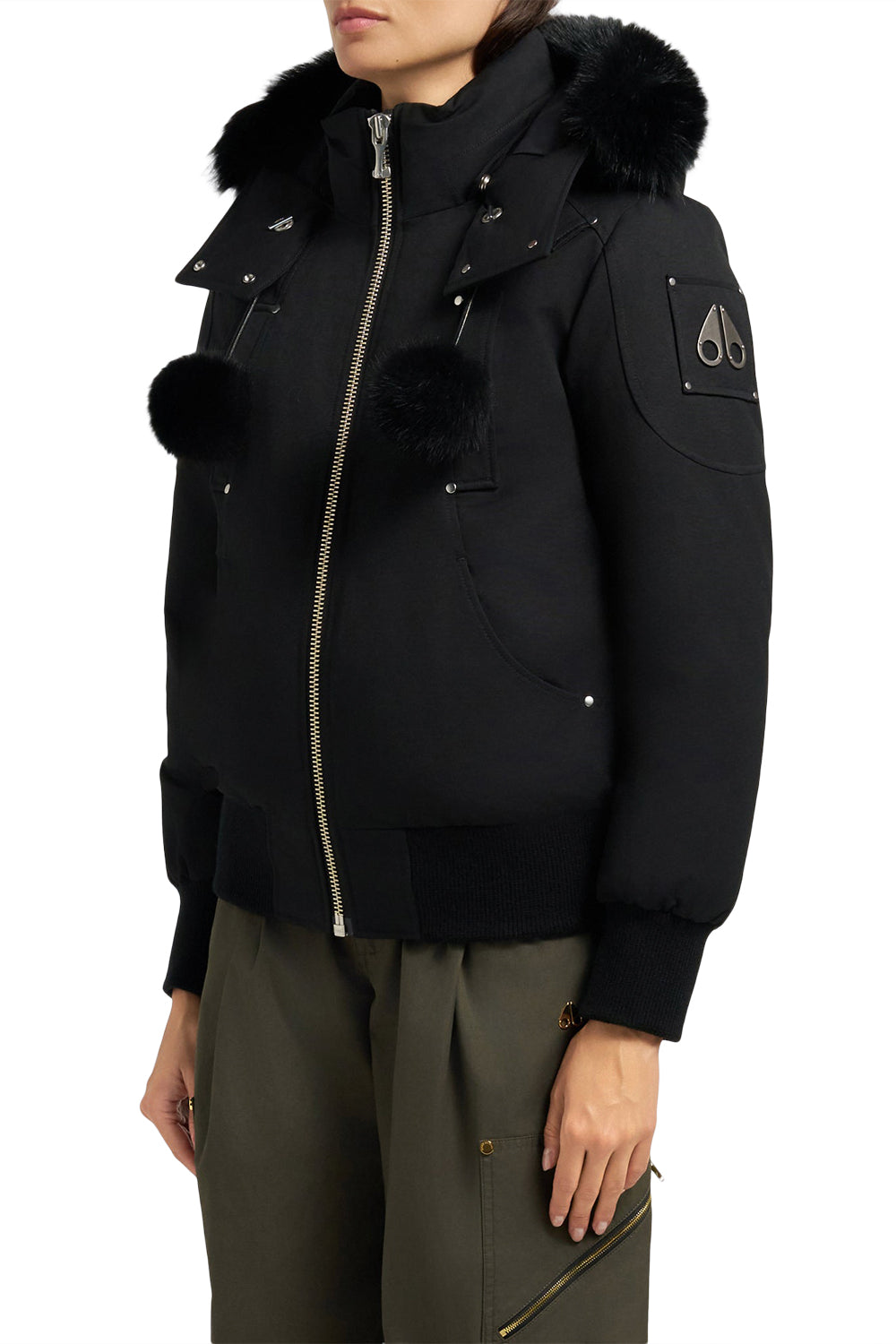MOOSE KNUCKLES ORIGINAL DEBBIE SHEARLING TRIM BOMBER JACKET
