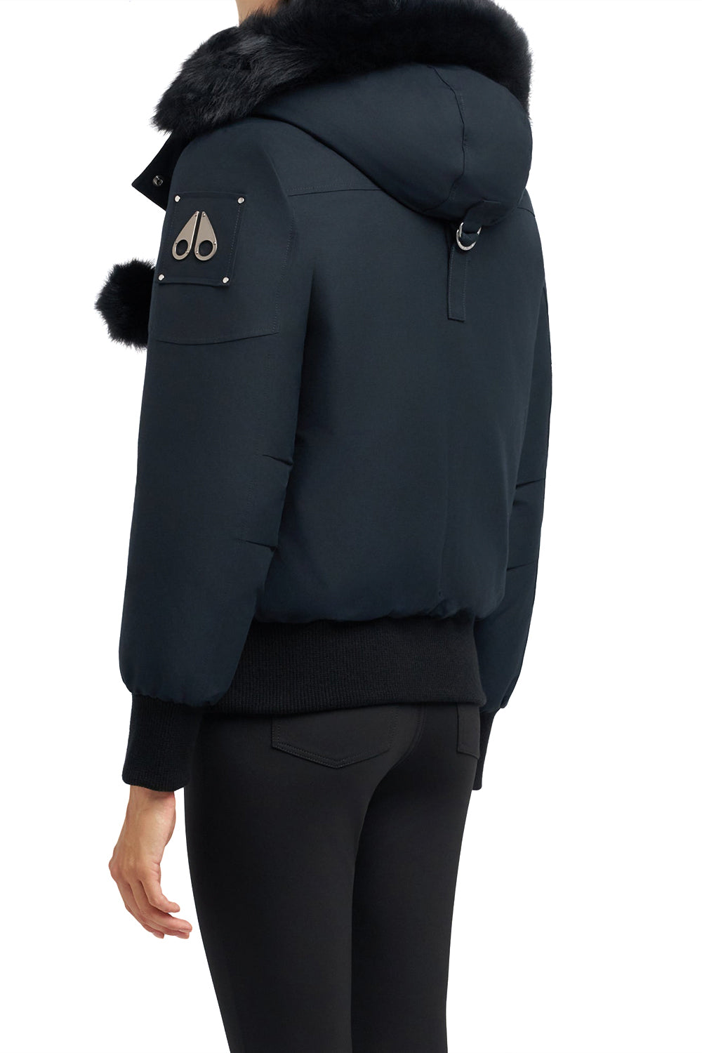 MOOSE KNUCKLES ORIGINAL DEBBIE SHEARLING TRIM BOMBER JACKET – Navy w/blk sh