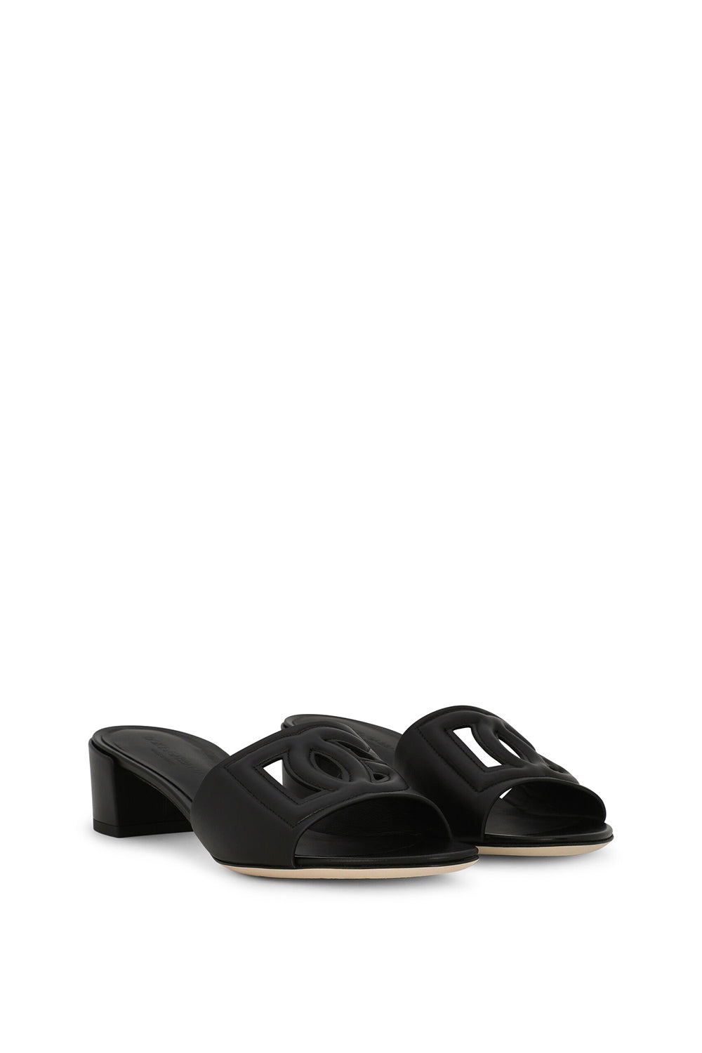 DOLCE & GABBANA Calfskin Mules with DG Millennials Logo