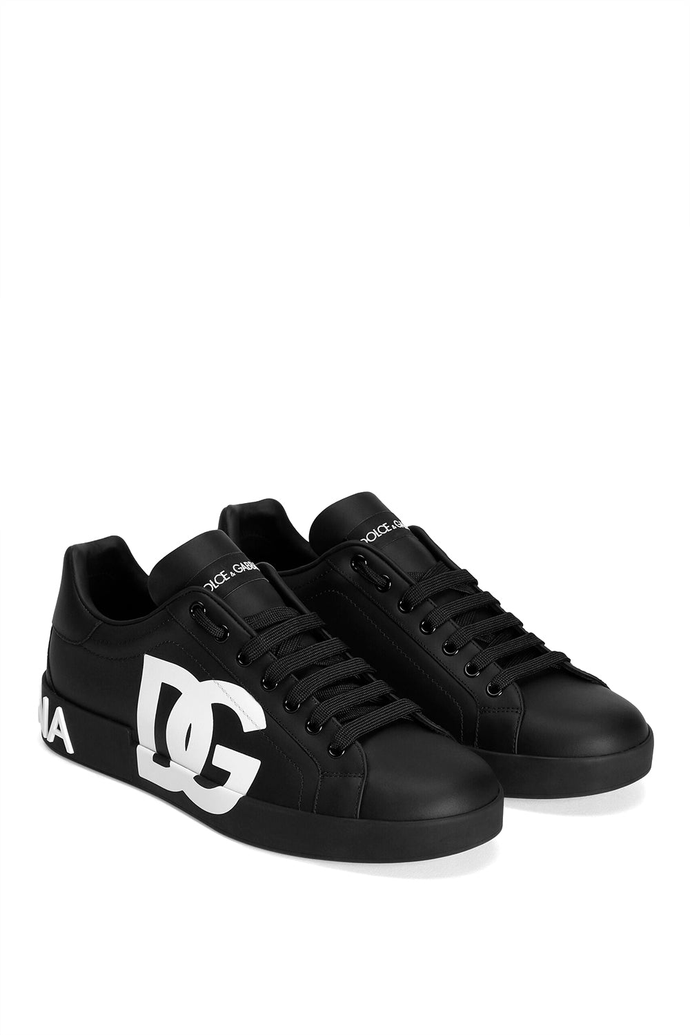 DOLCE & GABBANA Sneaker Portofino in pelle di vitello nappata con logo DG stampato
