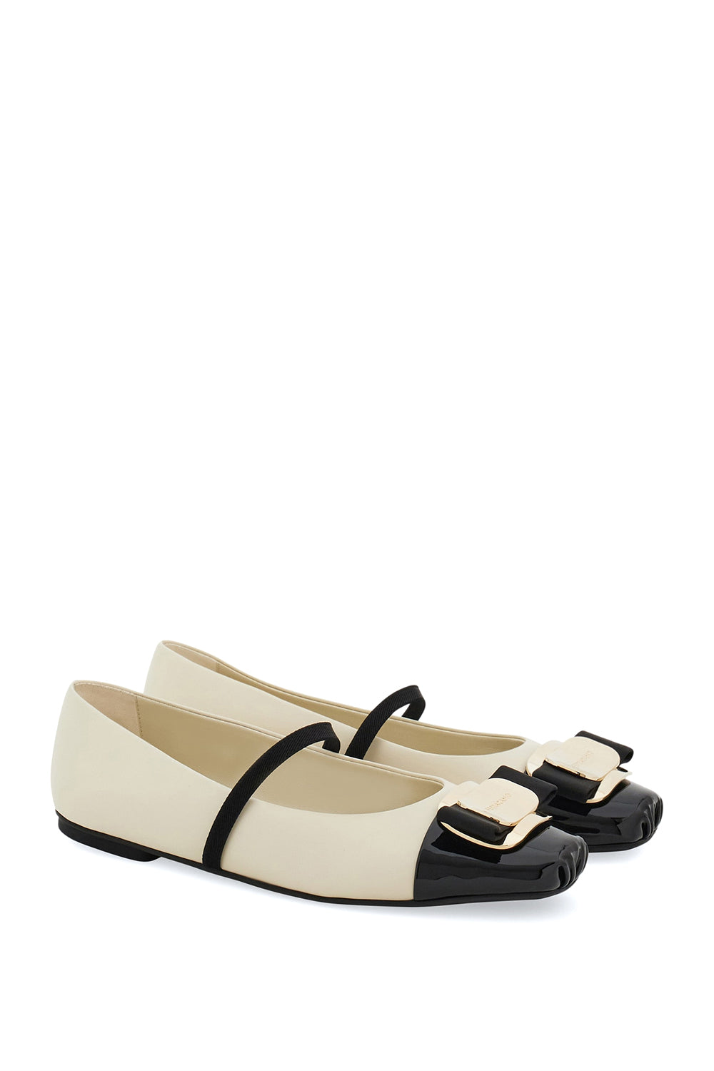 FERRAGAMO 발레리나 신발, 새로운 Vara 플레이트 투톤