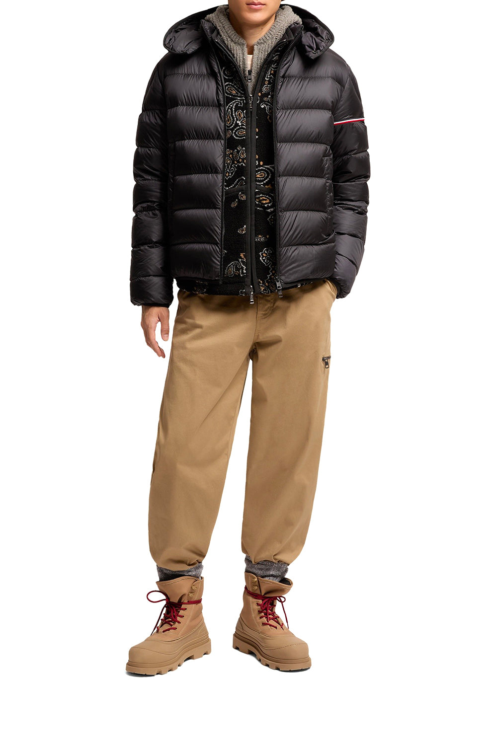 MONCLER Piumino corto Ravenlock con cappuccio