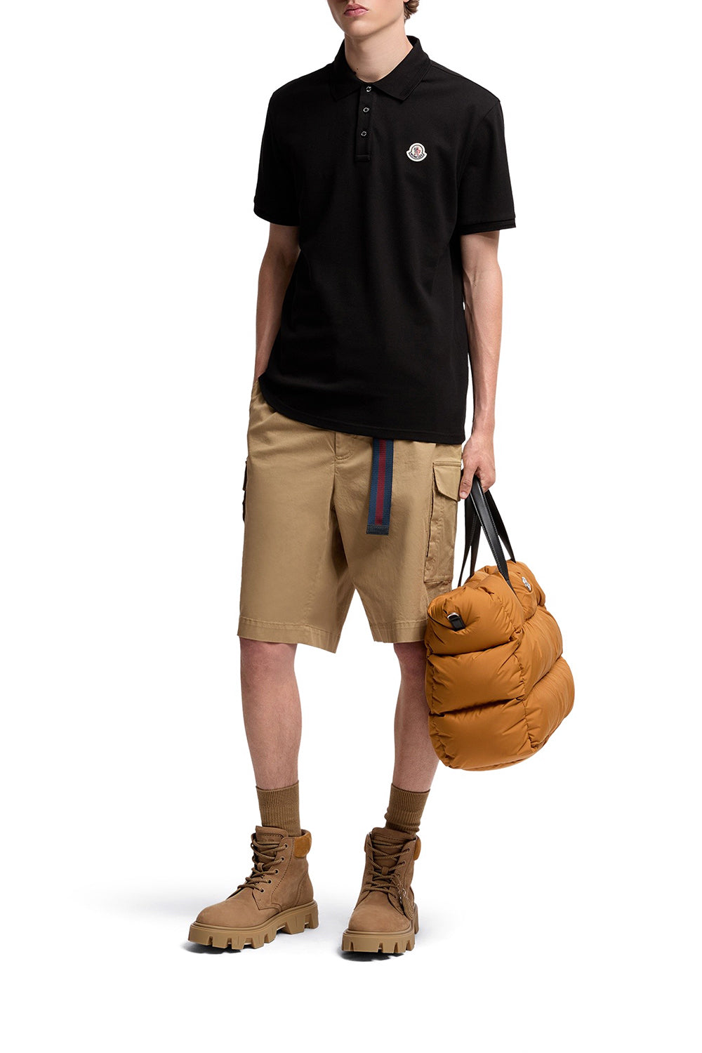 MONCLER Polo in cotone piquet con patch logato