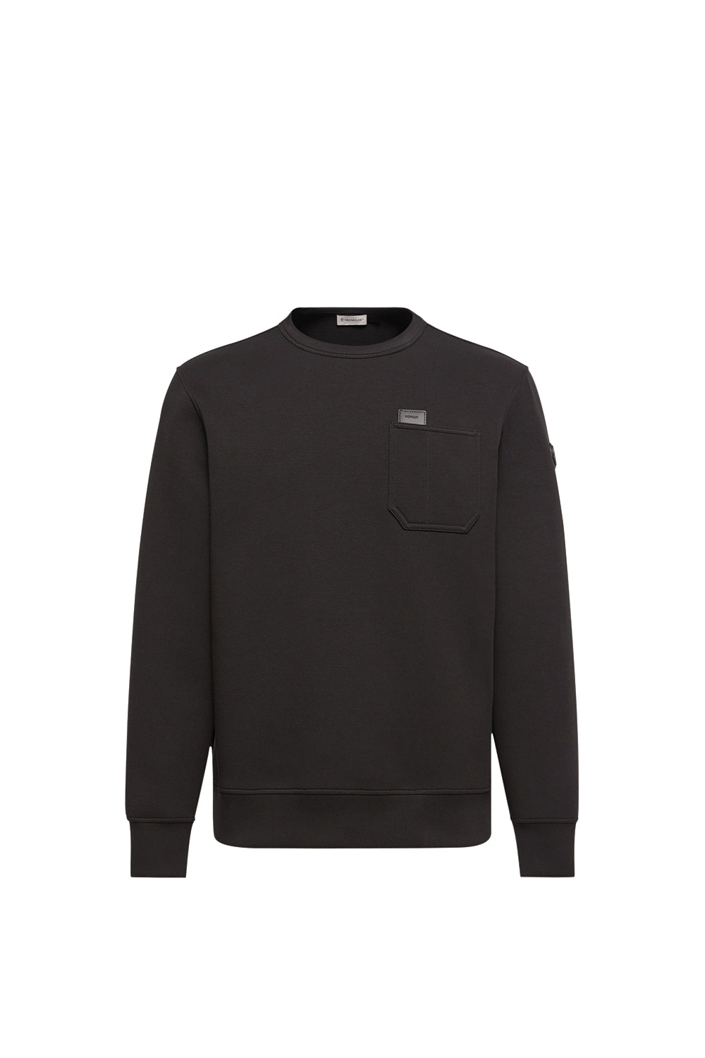 MONCLER Felpa in misto cotone con targhetta con logo in pelle