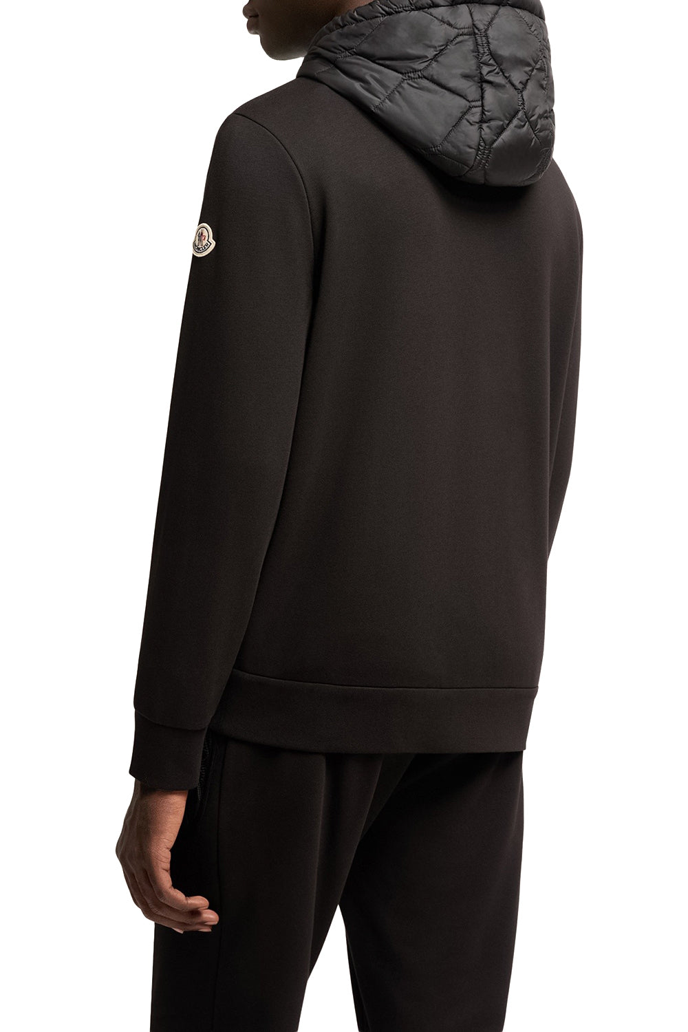 MONCLER Felpa con cappuccio e zip in misto cotone con trapuntatura a rombi