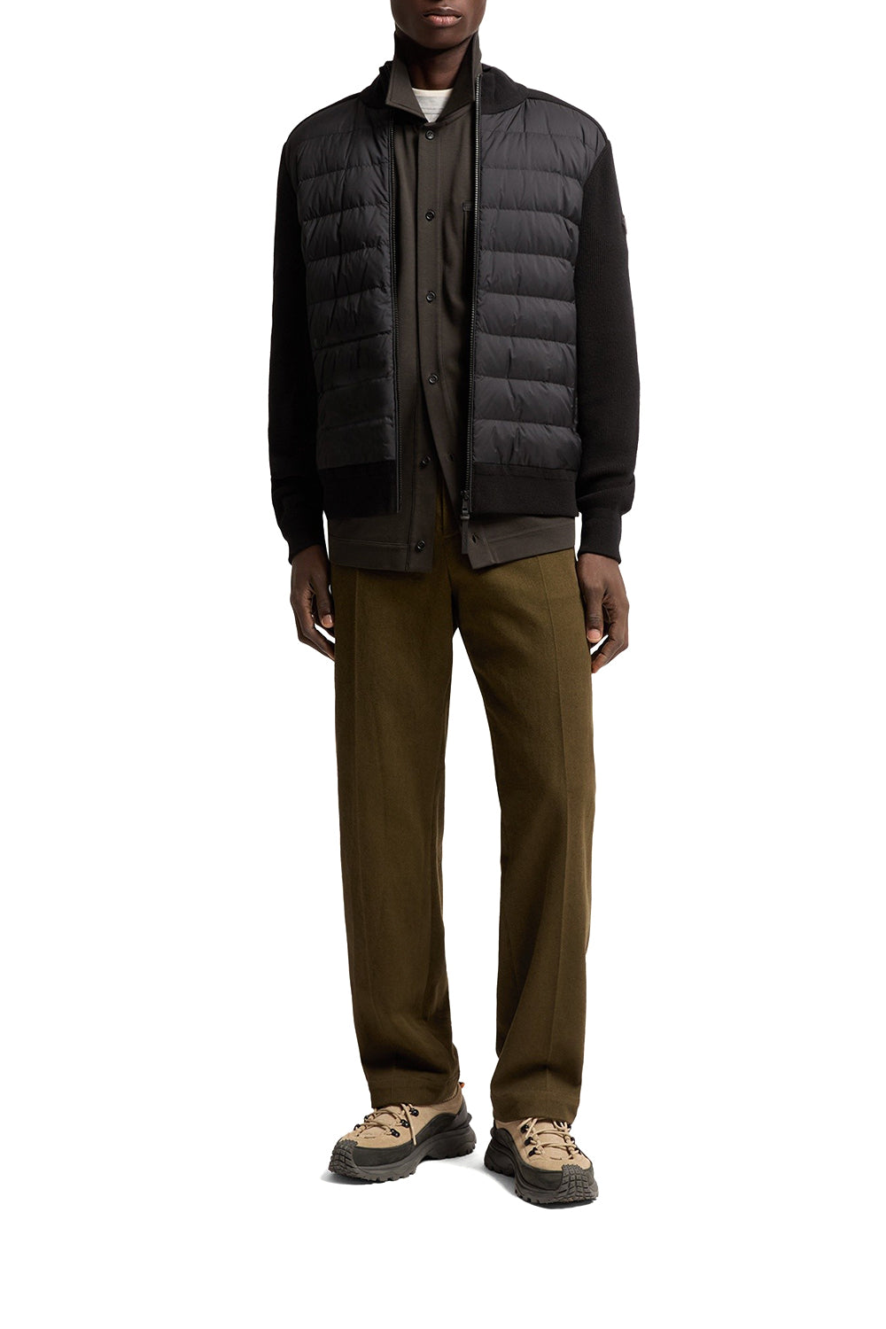 MONCLER 羊毛与羊绒混纺带拉链填充开衫