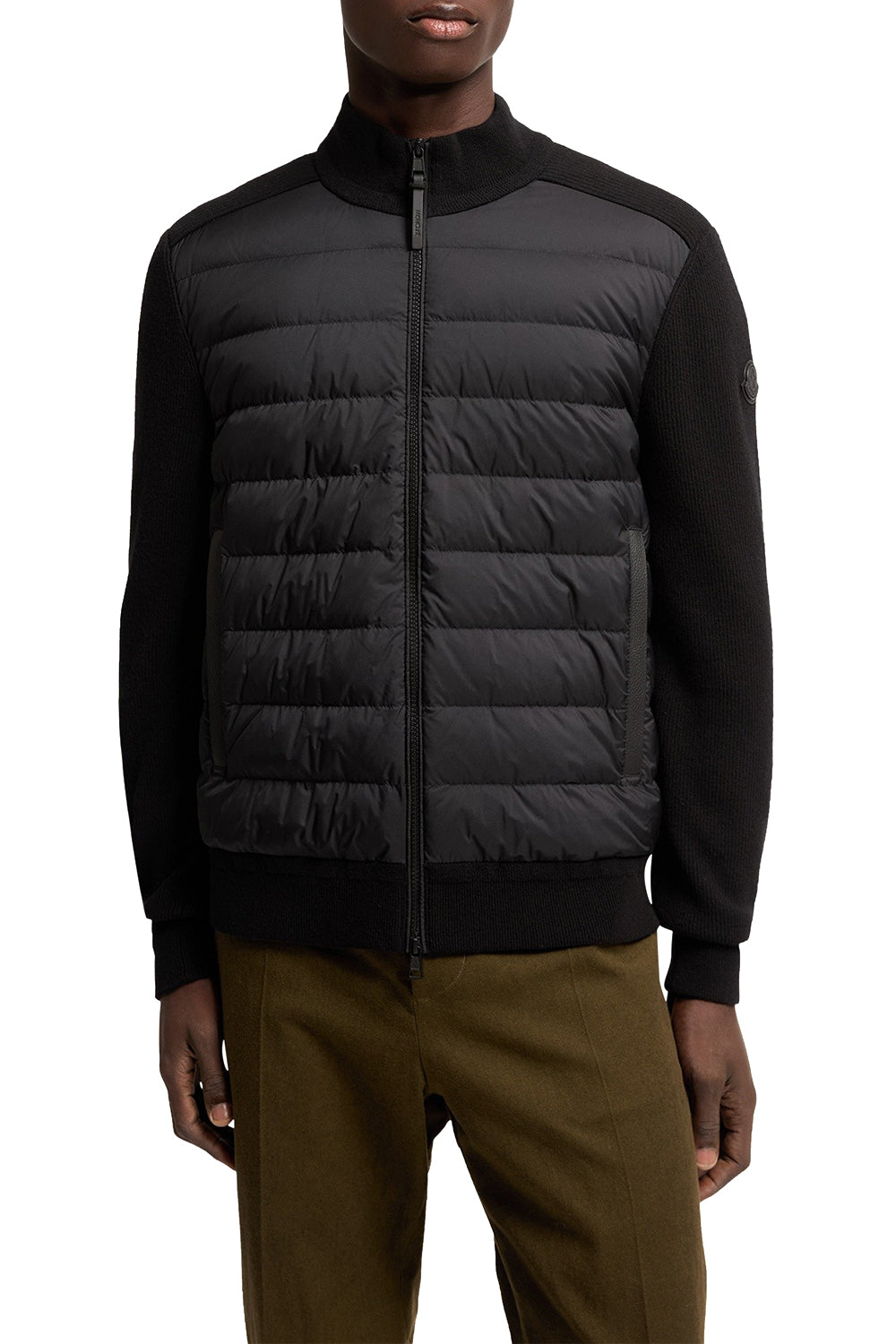 MONCLER Cardigan imbottito con zip in misto lana e cashmere