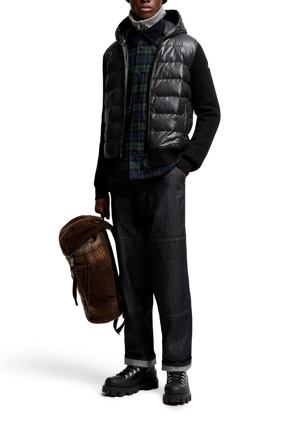 MONCLER Felpa imbottita in lana con cappuccio e zip